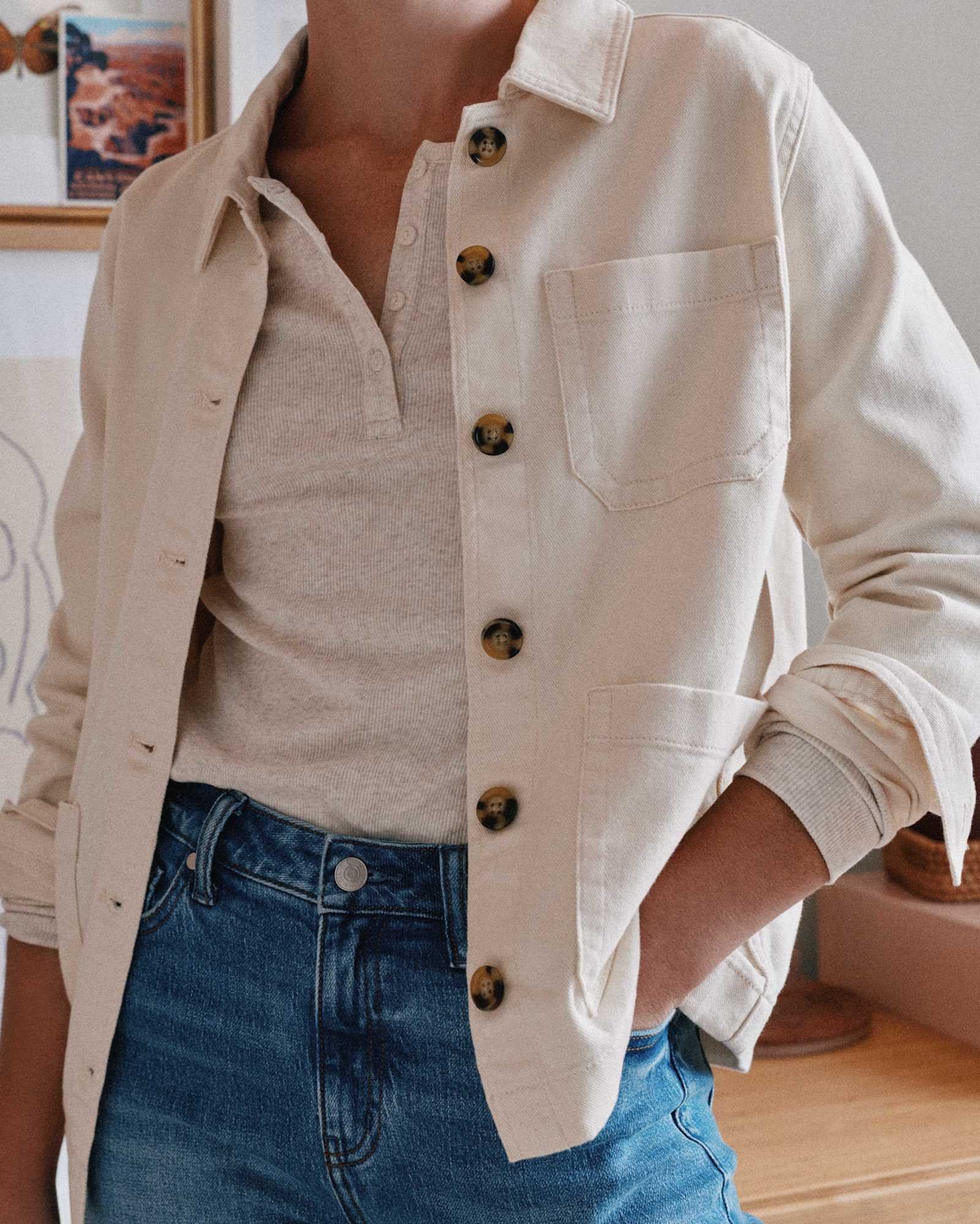 Organic Cotton Micro-Rib Henley Long Sleeve Tee - 图片 3