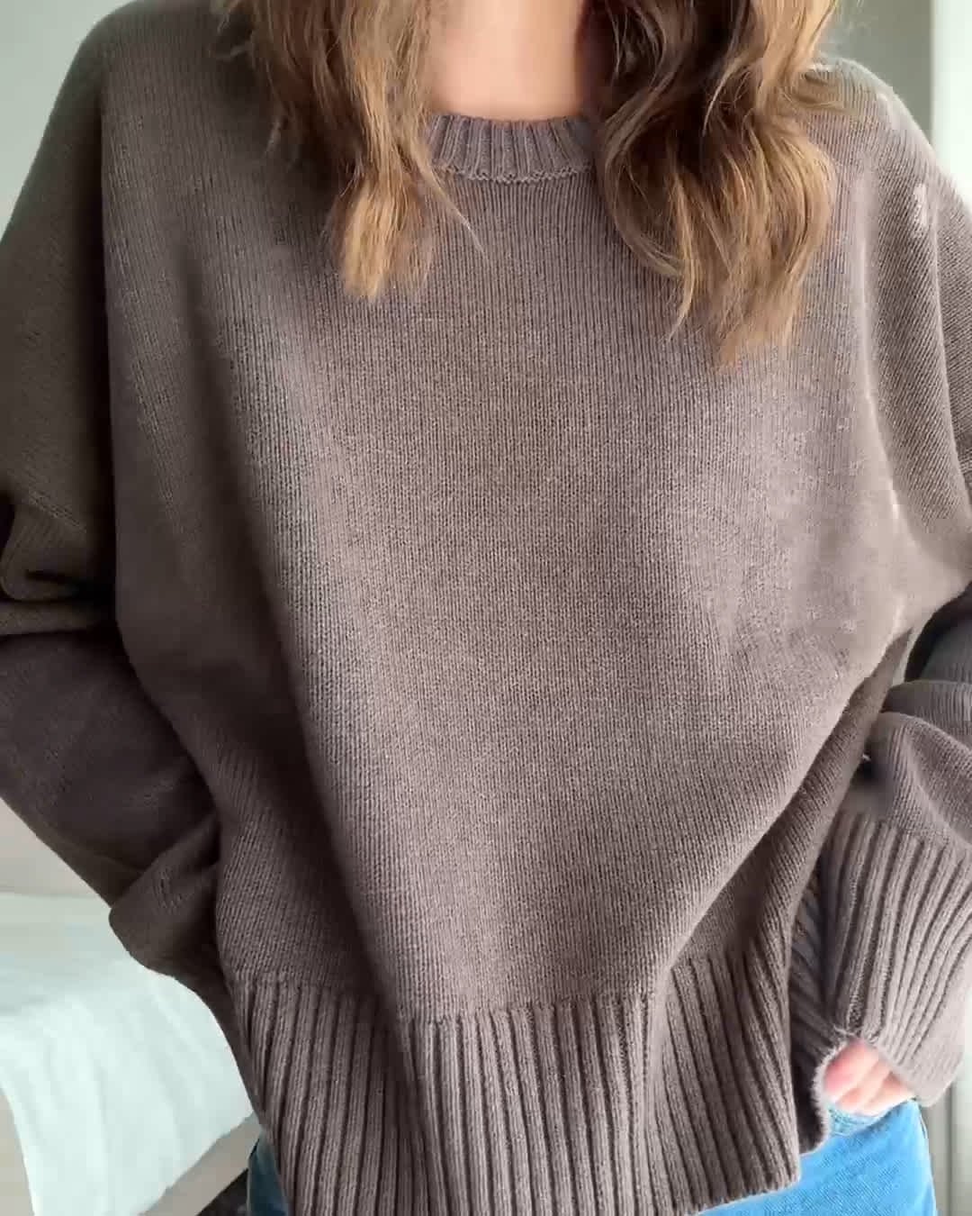 100% Organic Cotton Boyfriend Crew Sweater - 图片 2