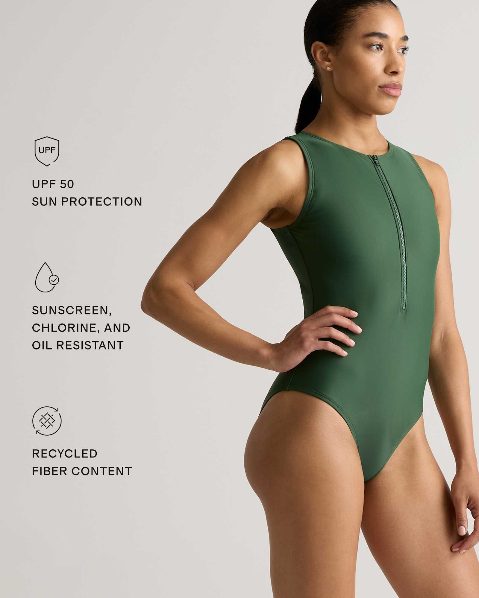 Italian Zip-Front One-Piece Swimsuit - 图片 3