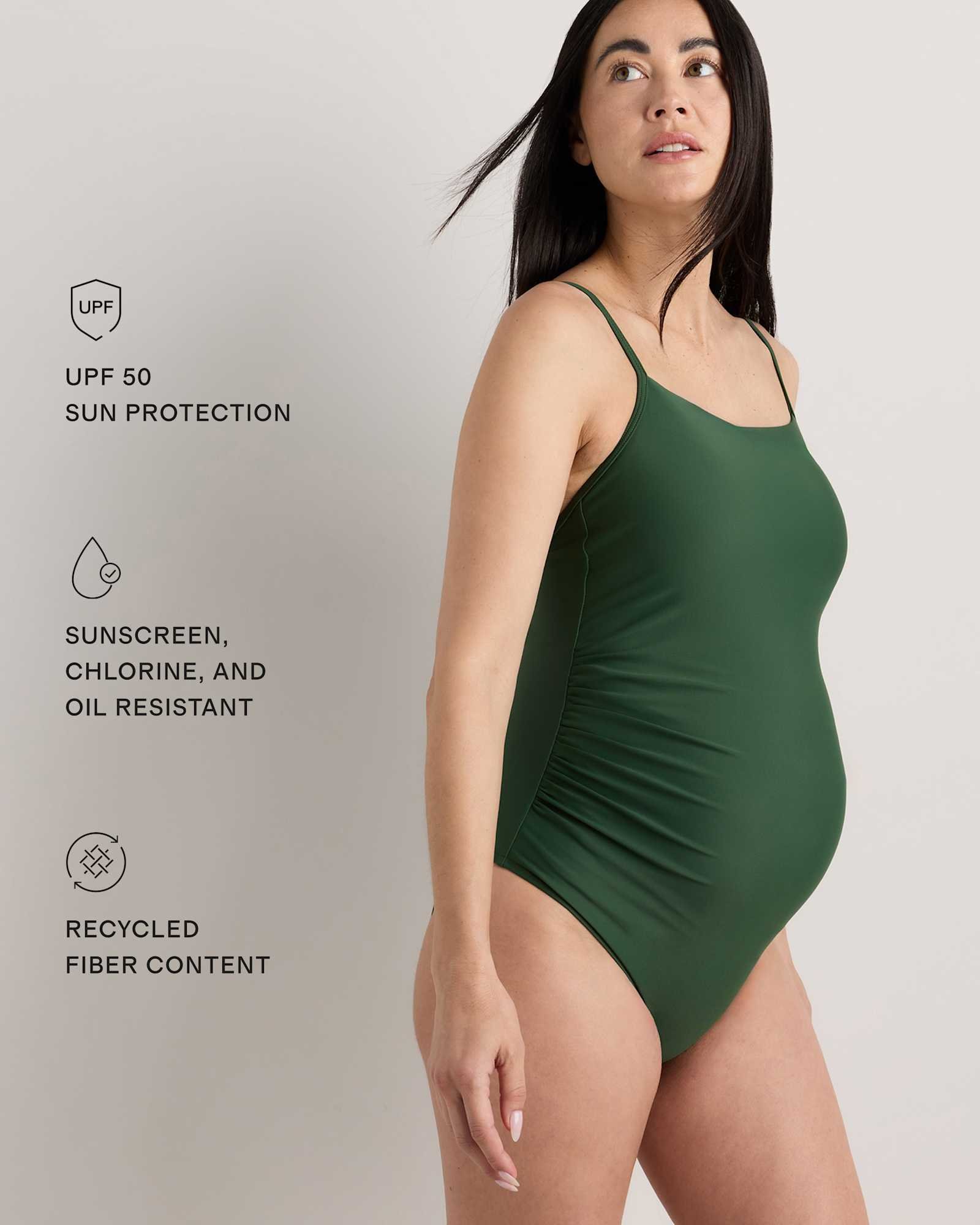 Italian Maternity Square Neck One-Piece Swimsuit - 图片 3