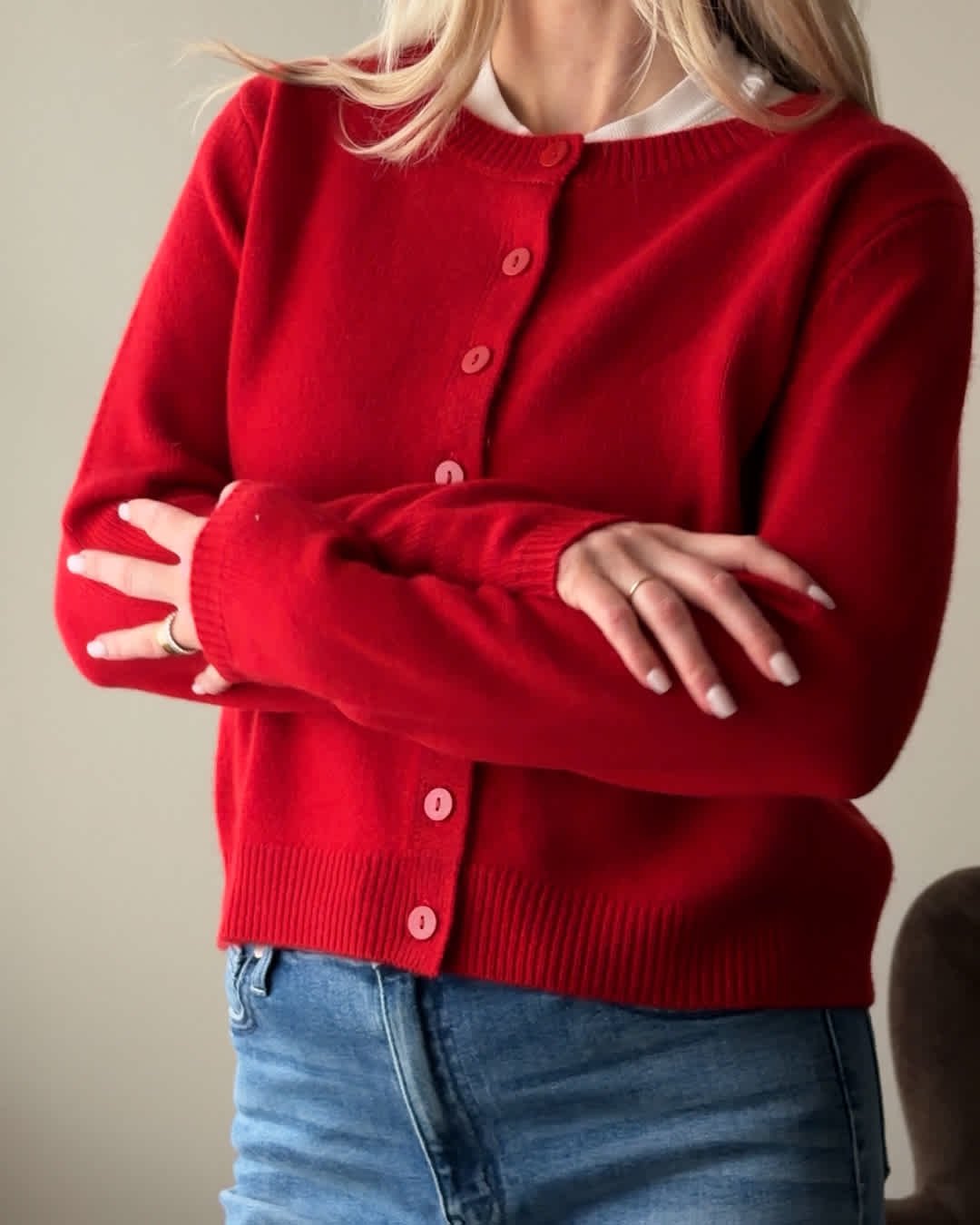 Mongolian Cashmere Cropped Crew Cardigan - 图片 7
