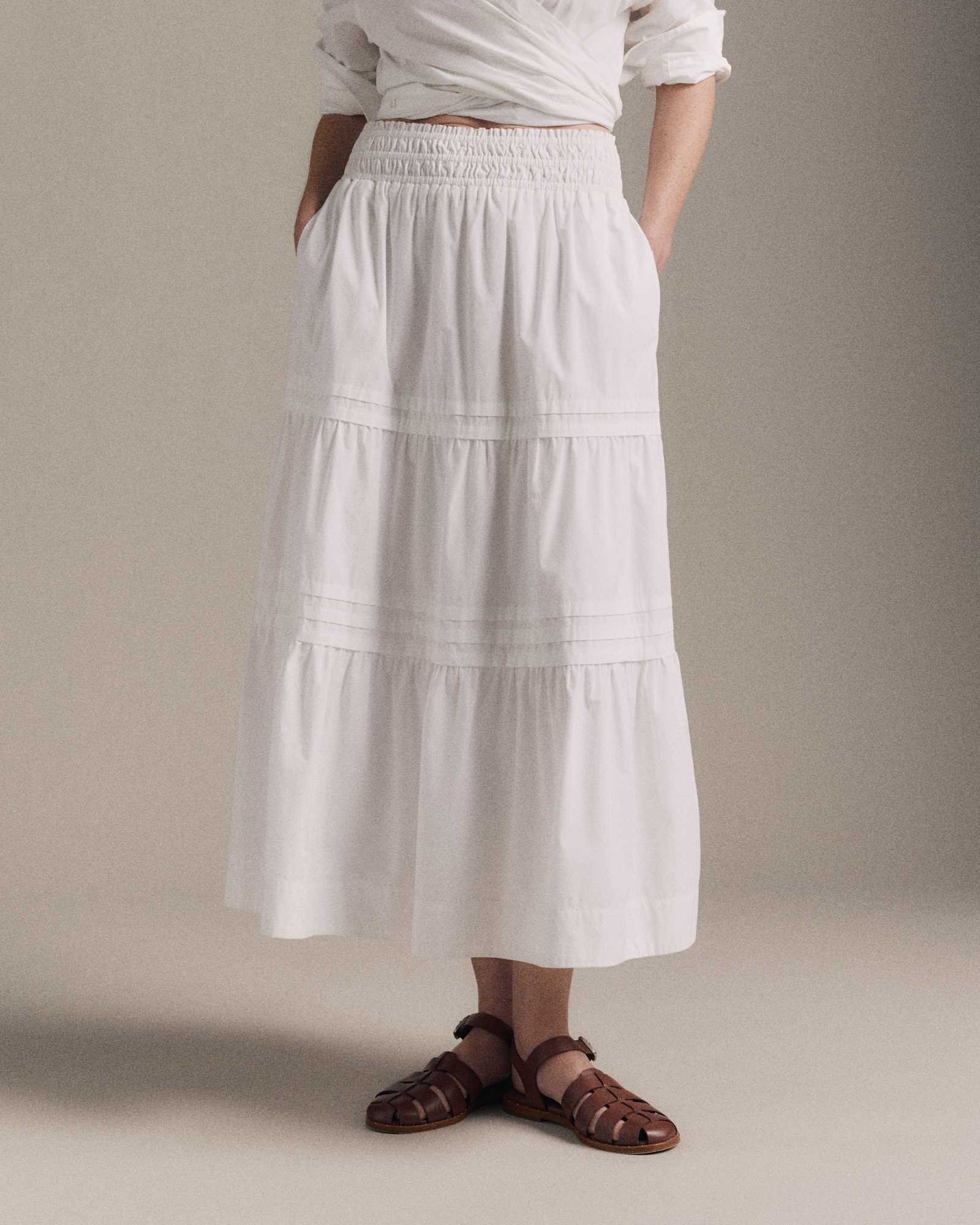 100% Organic Cotton Tiered Maxi Skirt - 图片 2