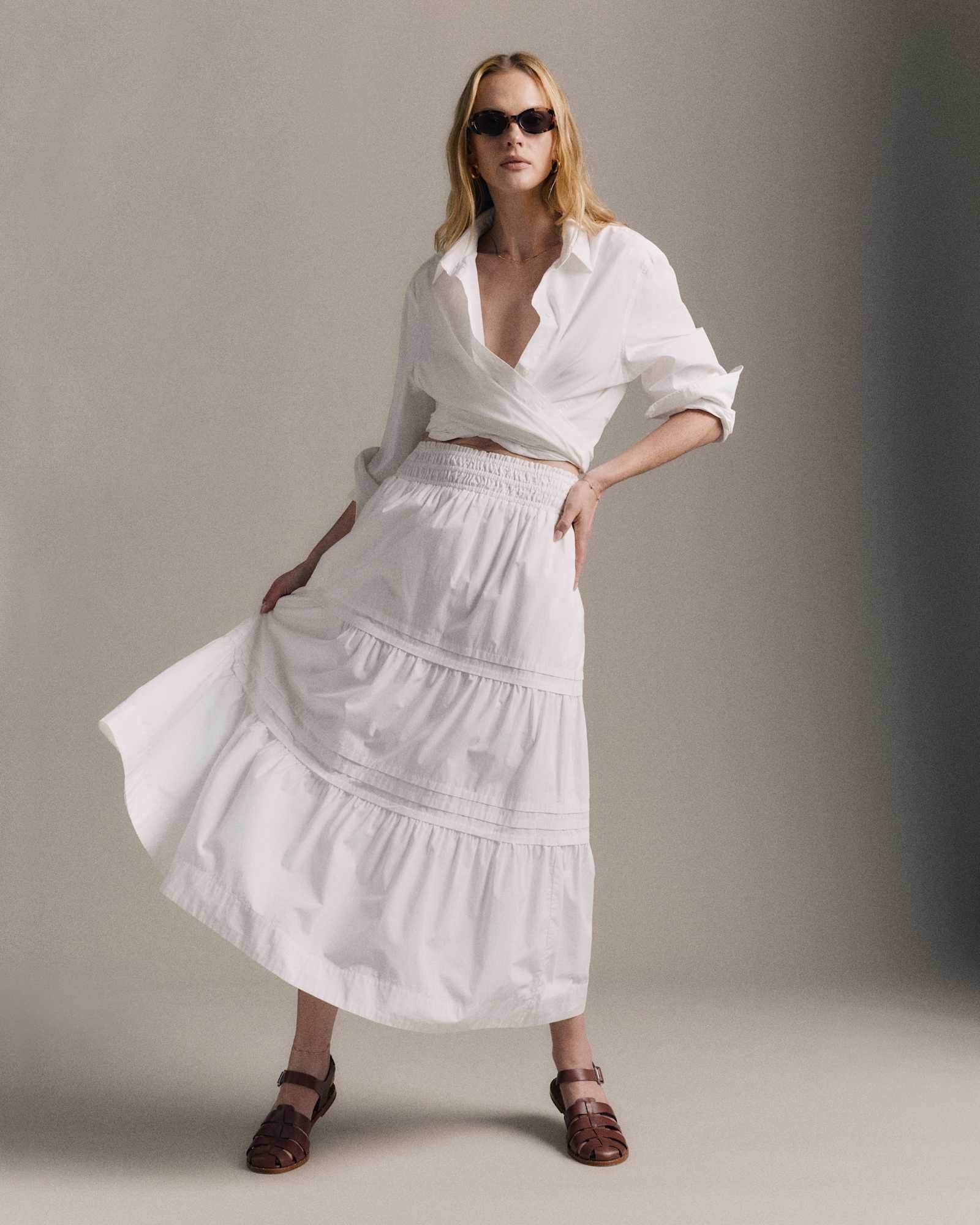 100% Organic Cotton Tiered Maxi Skirt - 图片 3