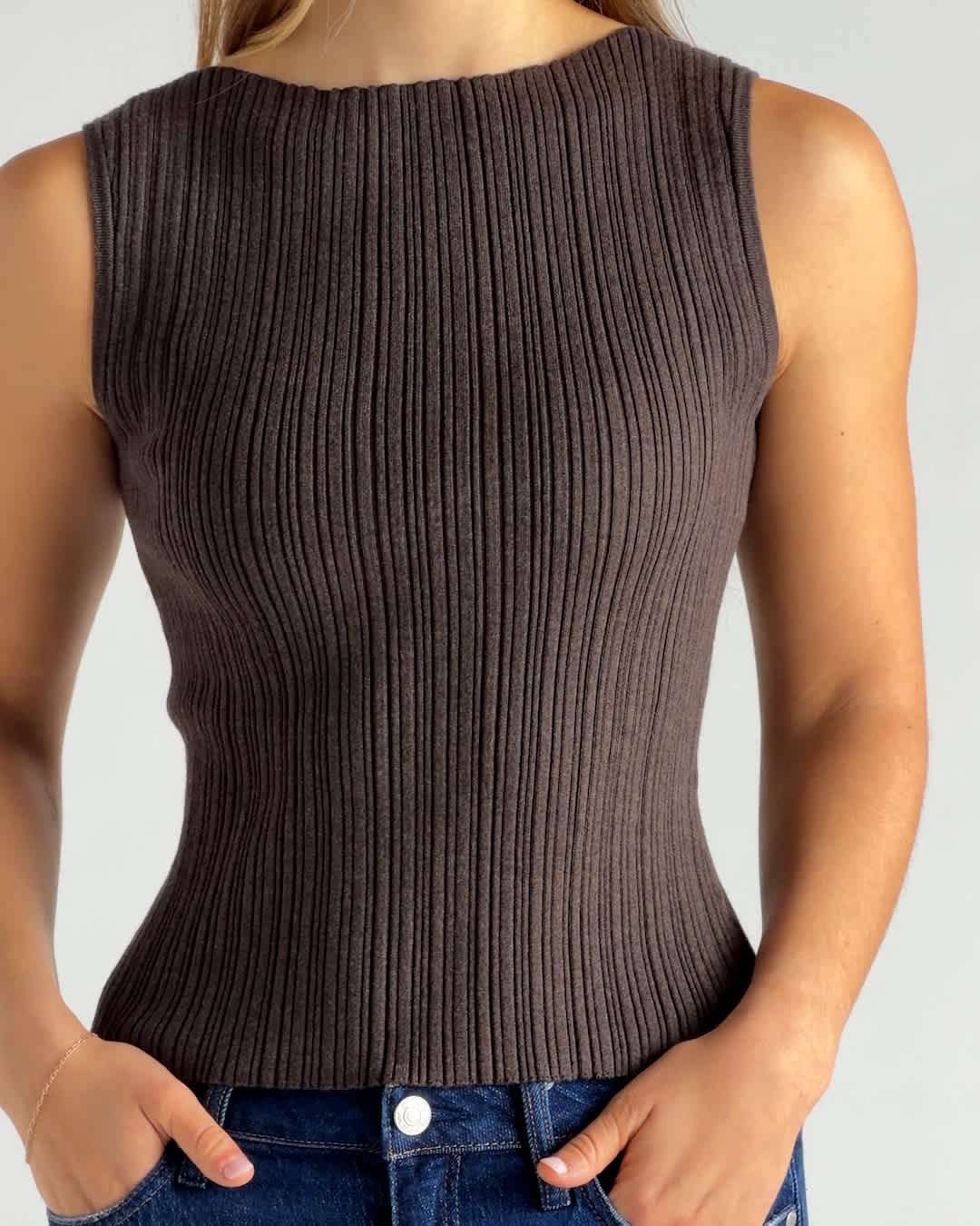 Cotton Cashmere Ribbed Tank - 图片 7