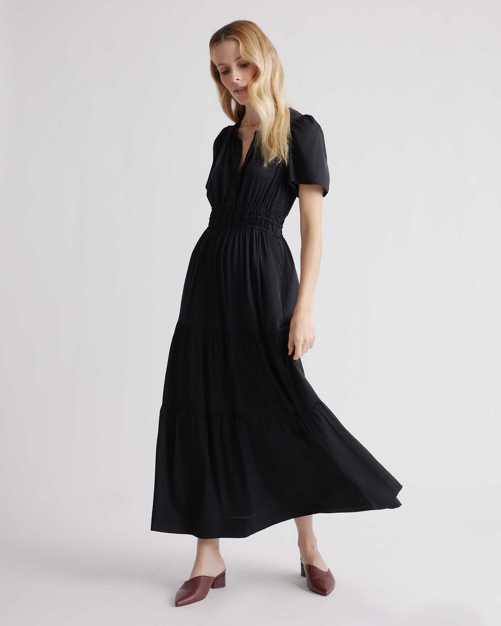 Washable Stretch Silk Tiered Maxi Dress - 图片 4