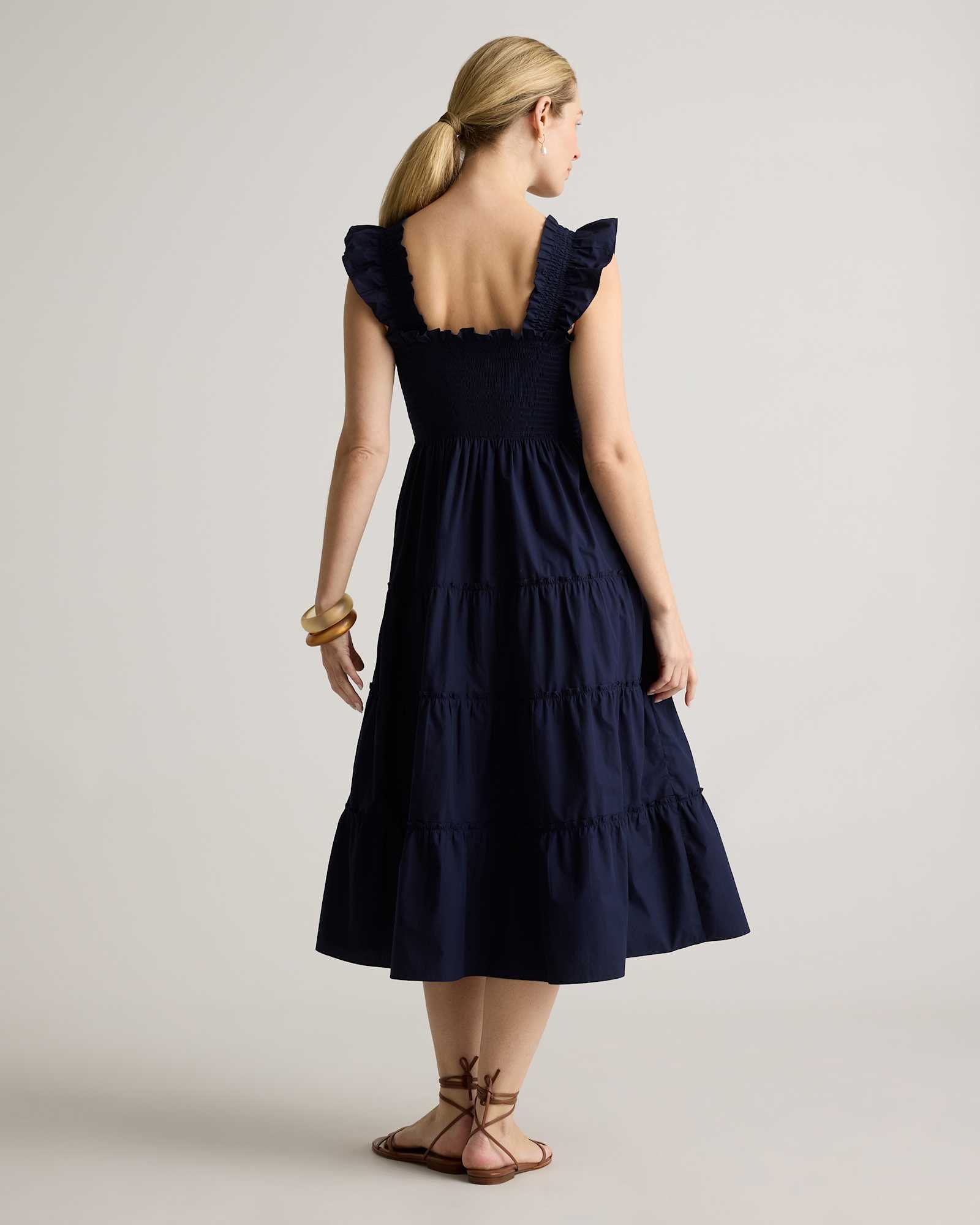 100% Organic Cotton Maternity Smocked Midi Dress - 图片 6