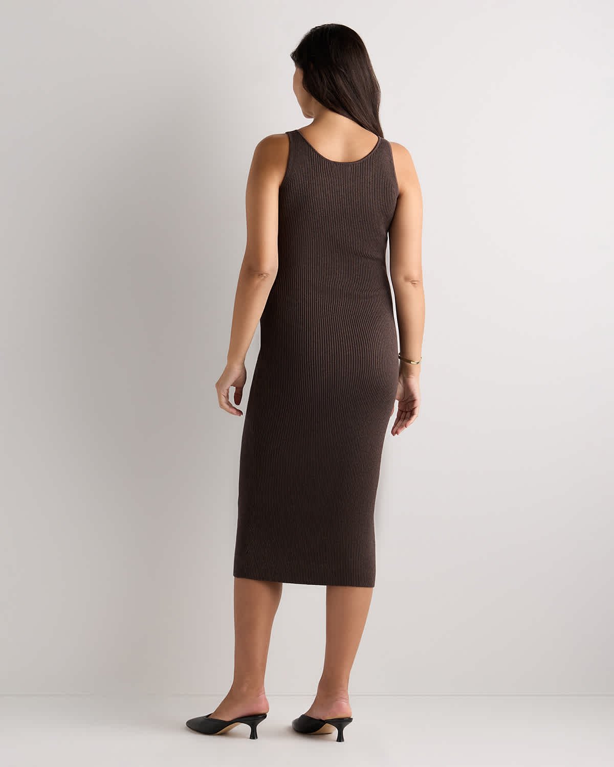 Cotton Cashmere Maternity Fitted Midi Dress - Maternity - 图片 5