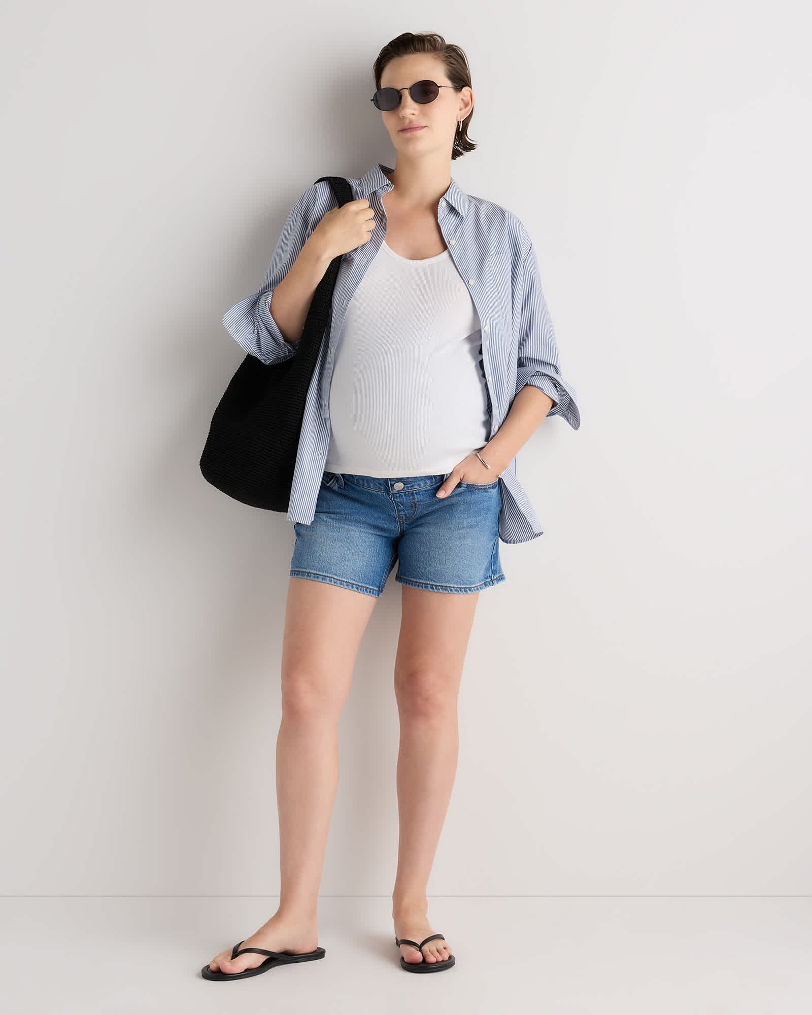Lila Stretch Maternity Vintage Shorts - 图片 2