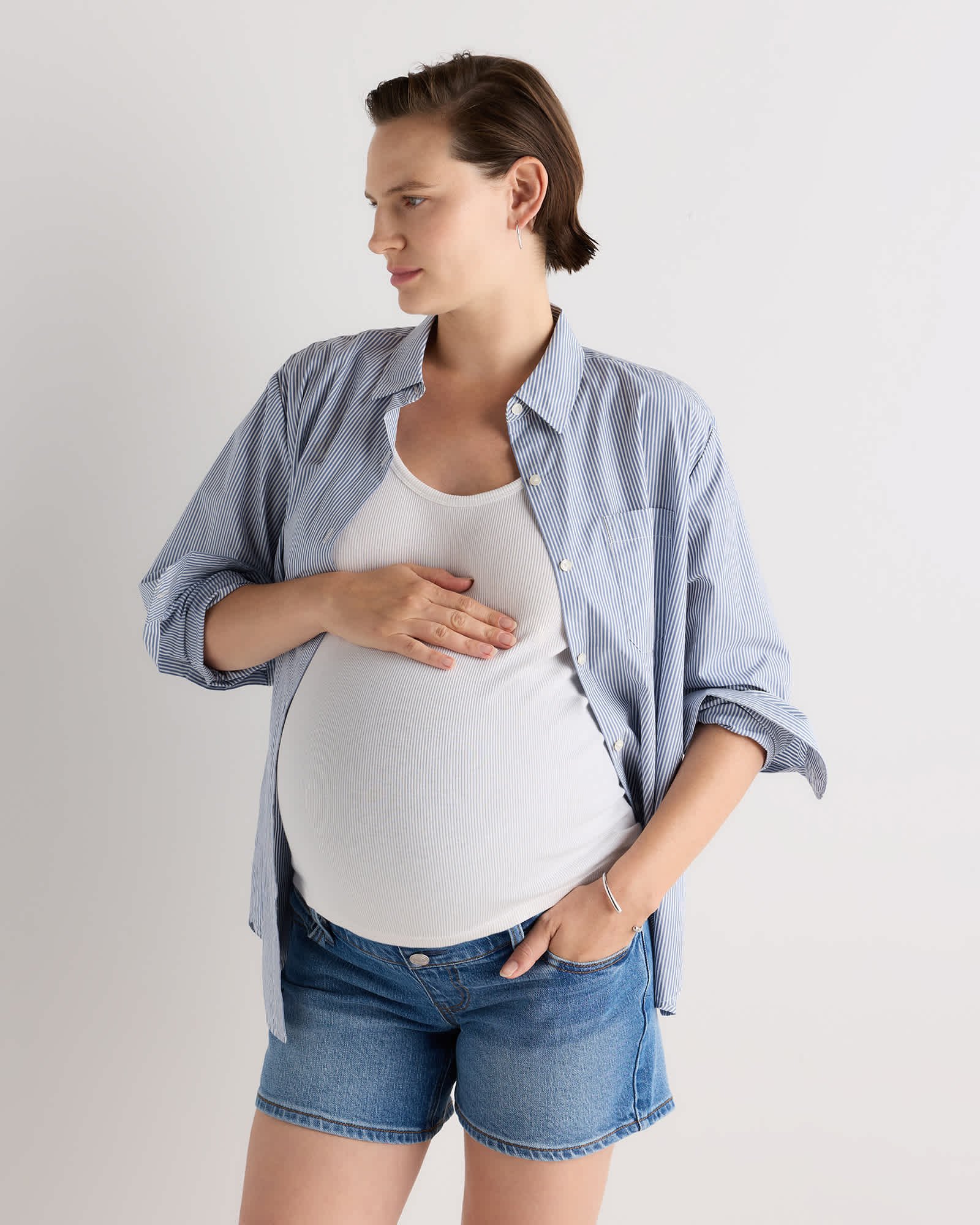 Lila Stretch Maternity Vintage Shorts - 图片 5