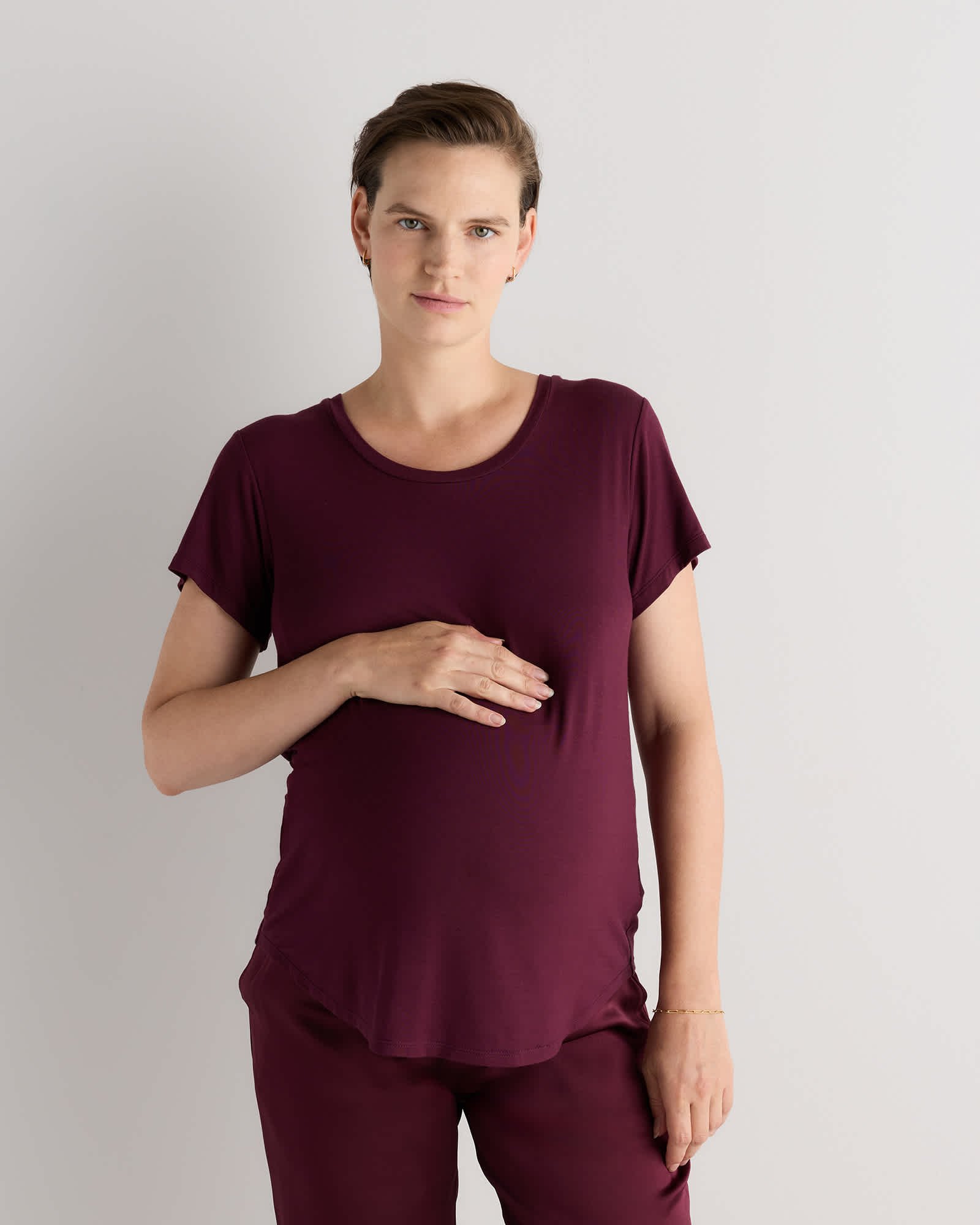 Bamboo Jersey Nursing Scoop Neck Tee - Maternity