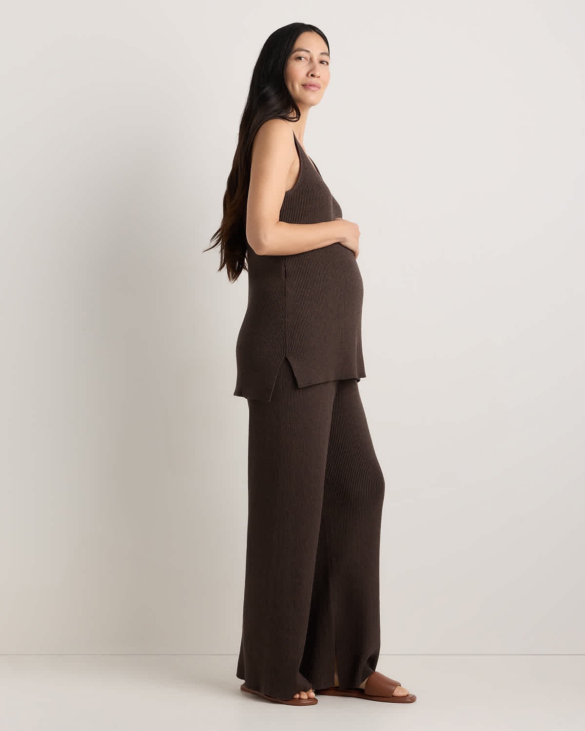 Cotton Cashmere Maternity Wide Leg Pants - Maternity - 图片 4