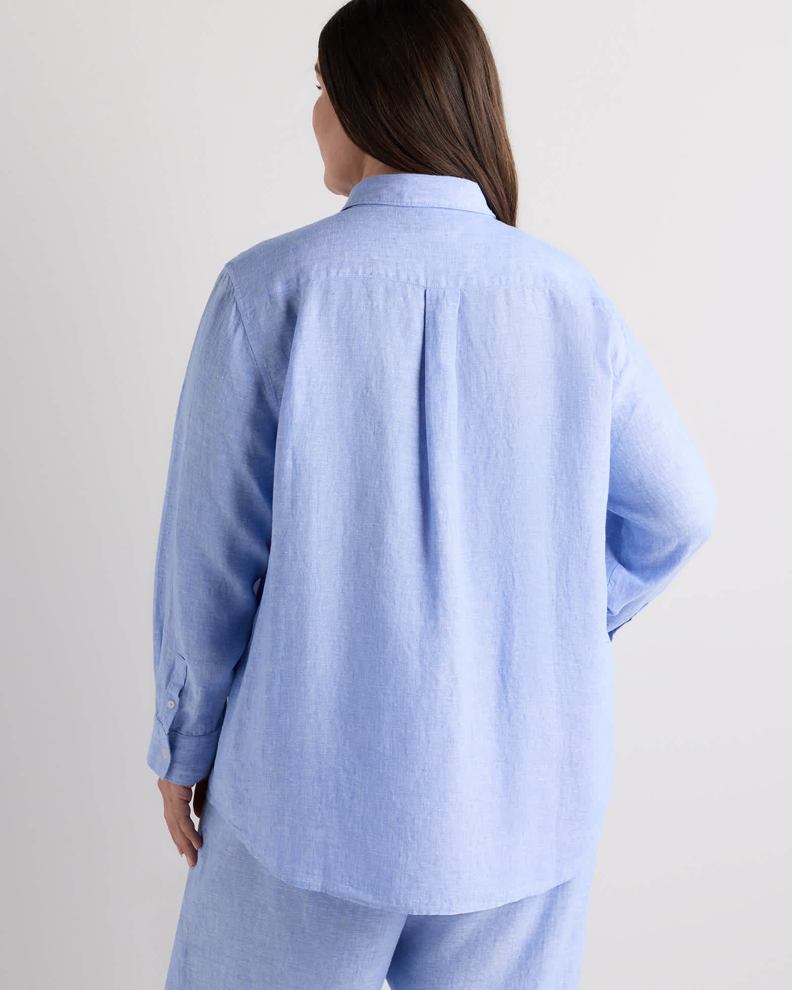 Extended Sizes 100% European Linen Long Sleeve Shirt - Plus Size - 图片 5