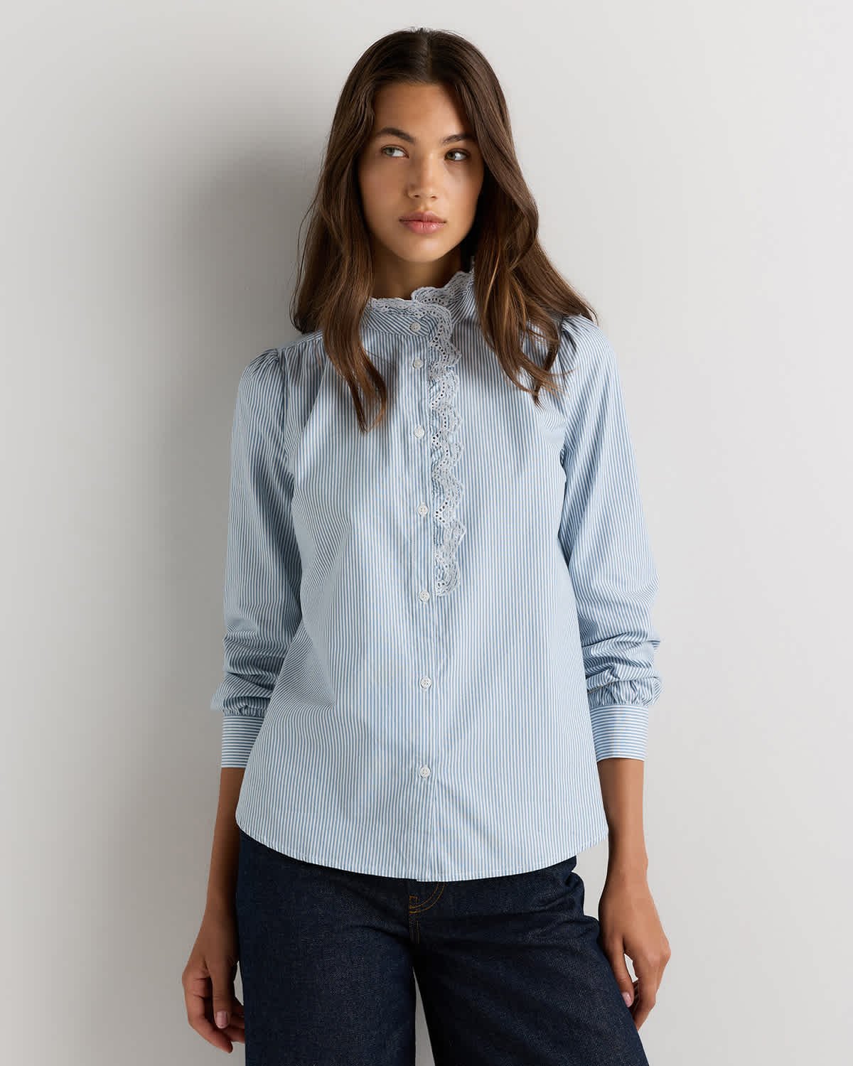 100% Organic Cotton Lace Ruffle Blouse