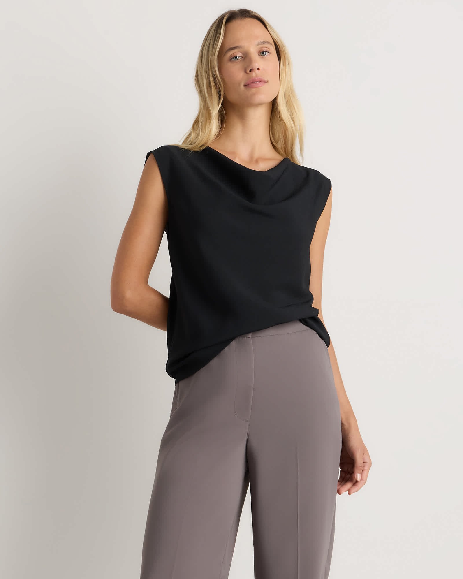 Matte Drape Cowl Neck Tank