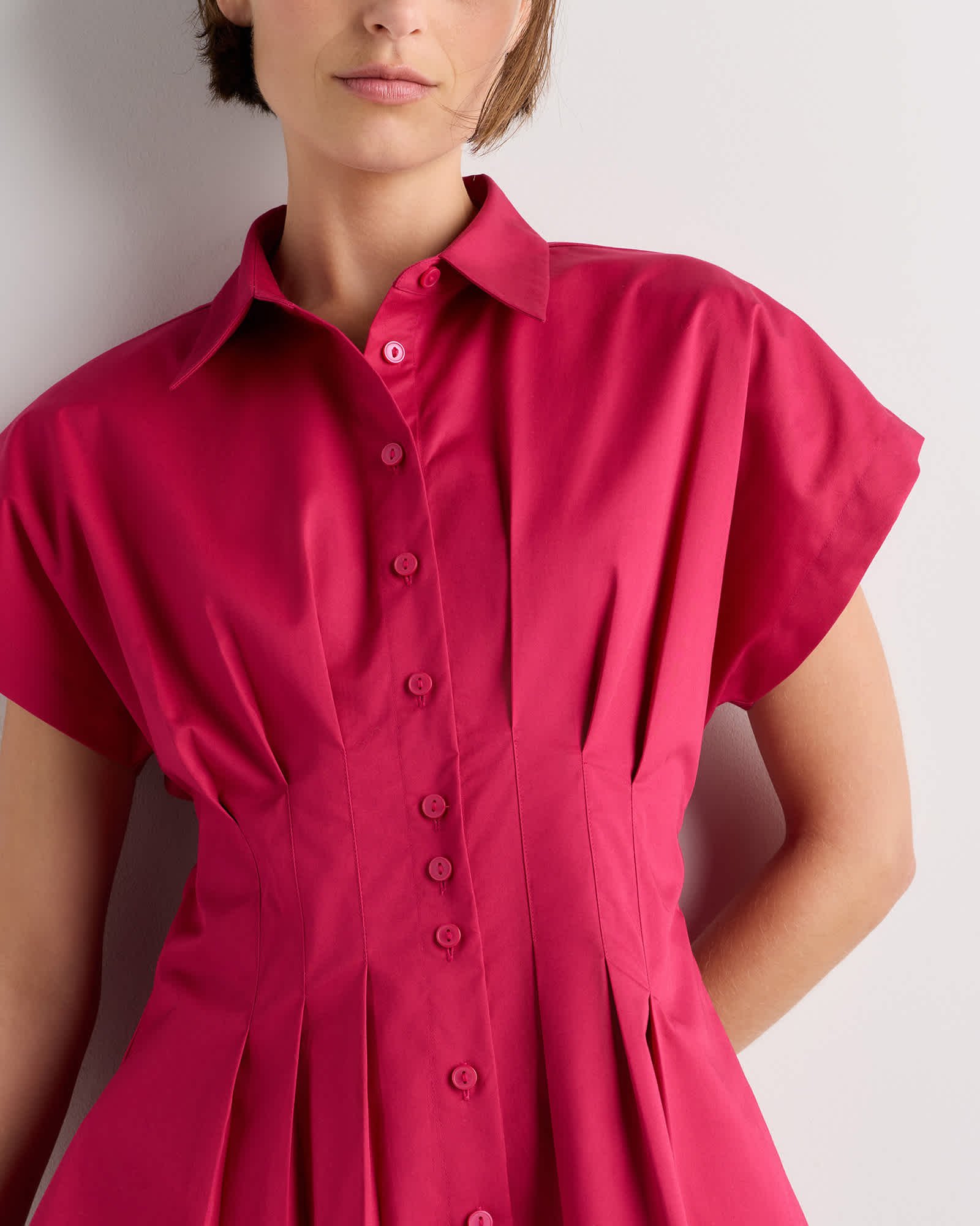 Stretch Twill Pleated Short Sleeve Shirt - 图片 3