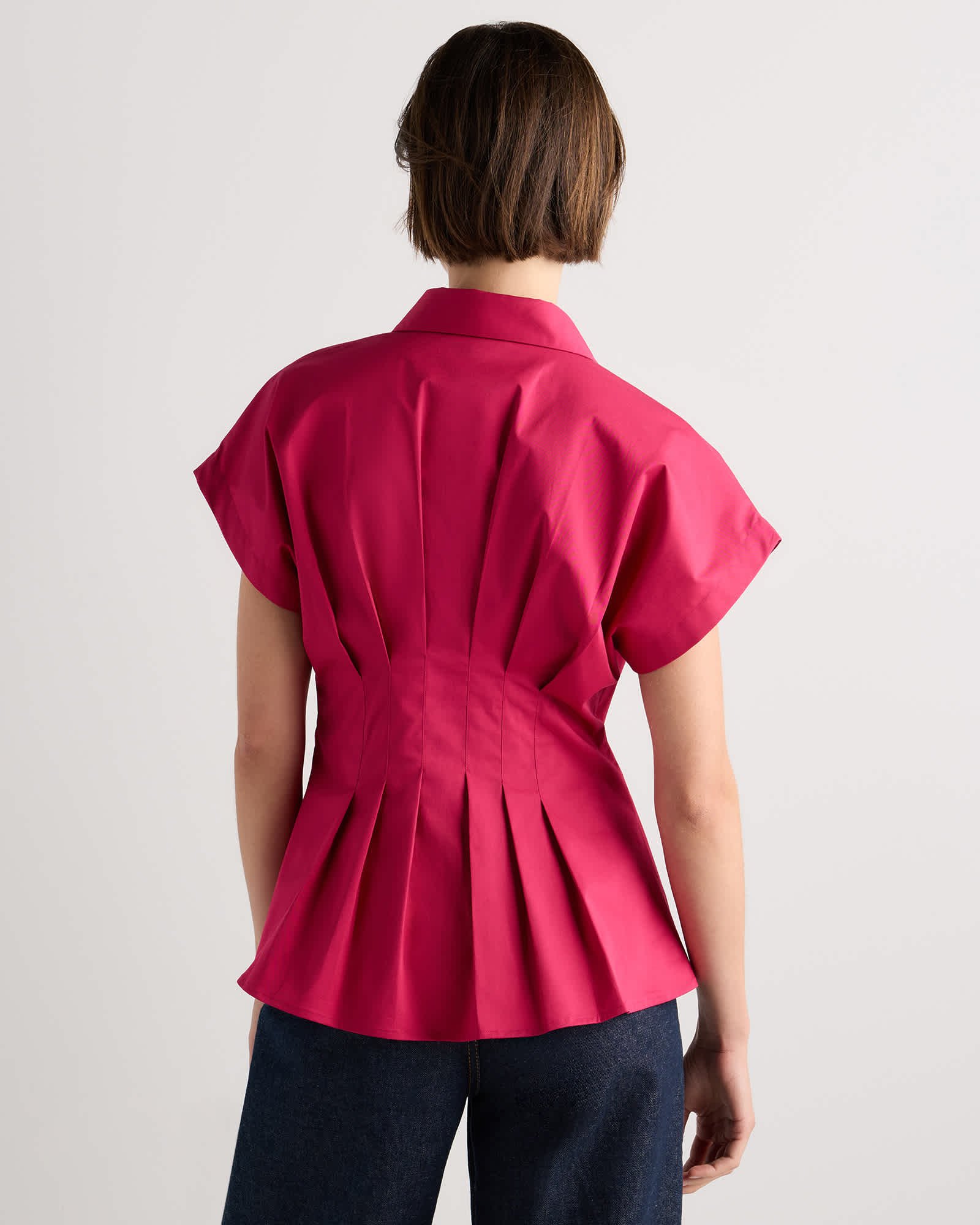 Stretch Twill Pleated Short Sleeve Shirt - 图片 5