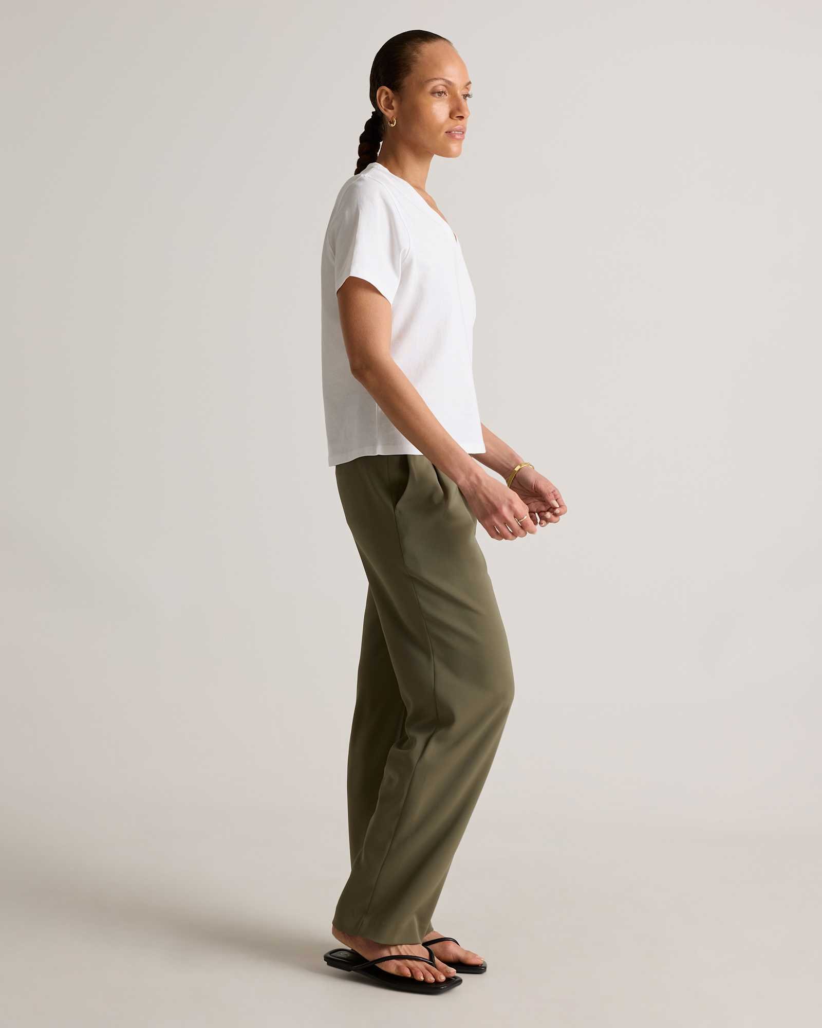 Women's 100% Organic Cotton Boxy V-Neck Tee - 图片 4