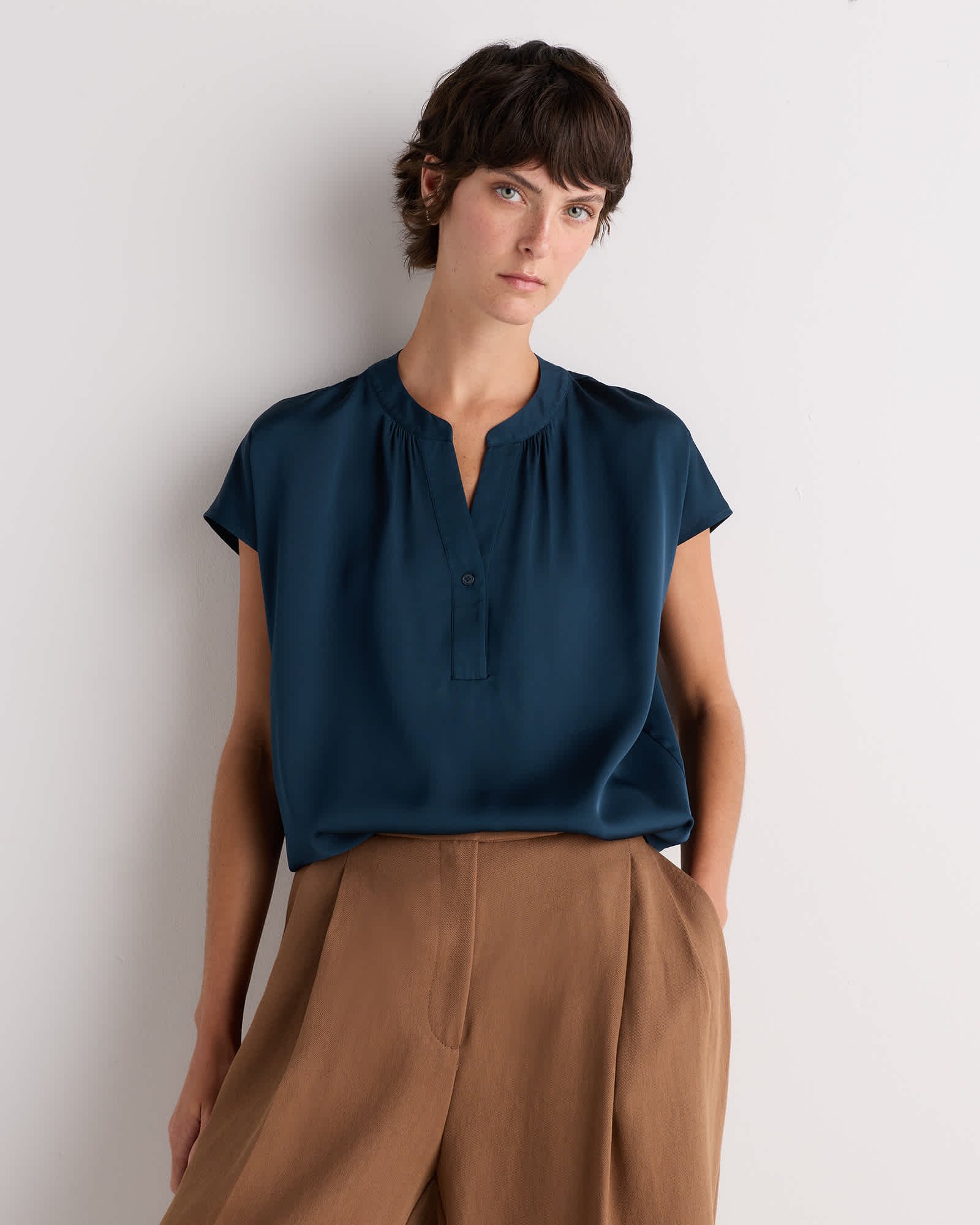 Women's Washable Stretch Silk Dolman Sleeve Blouse
