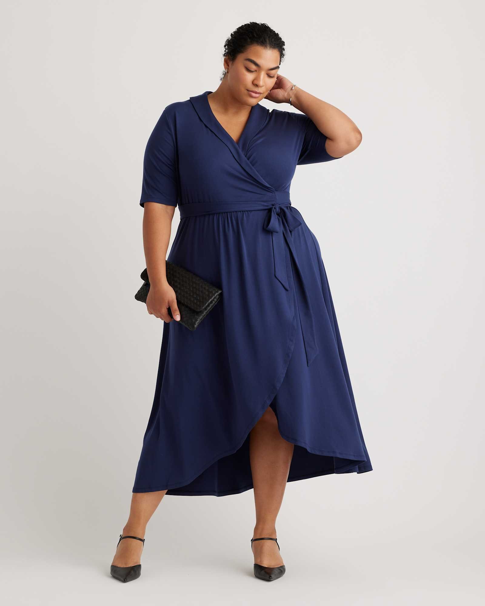 Tencel Jersey Midi Wrap Dress - Plus Size