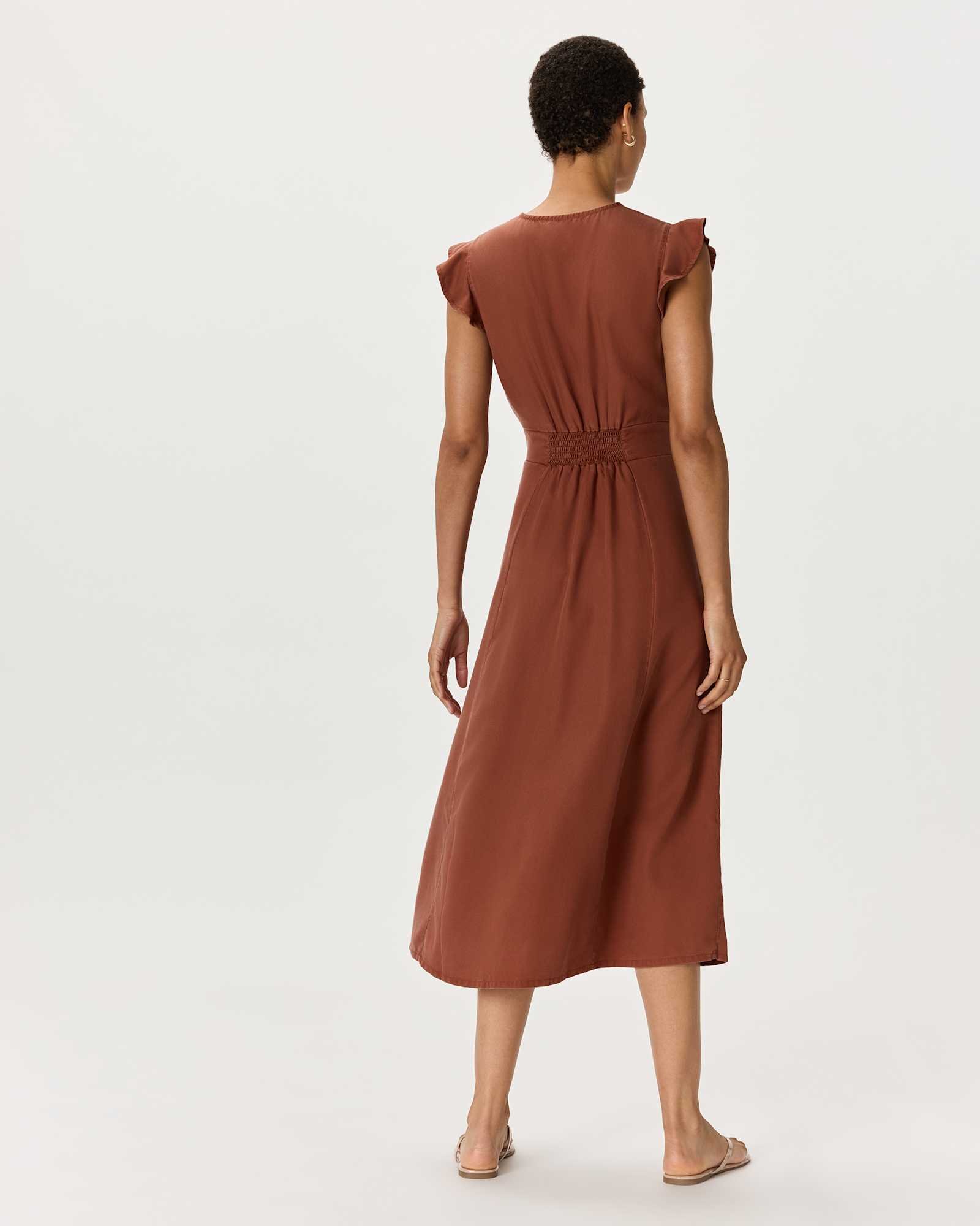 Vintage Wash Tencel Button Front Midi Dress - 图片 6