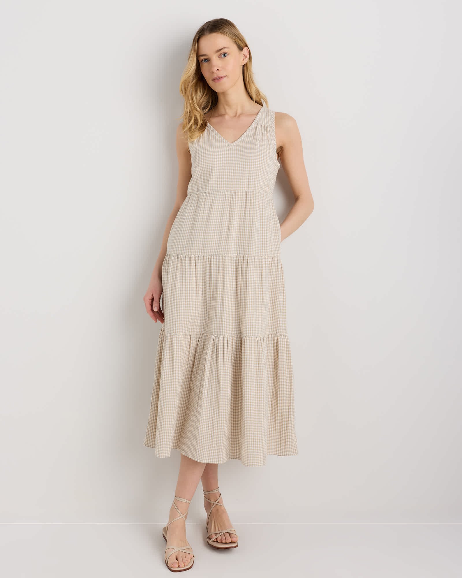 100% Organic Cotton Gauze Tiered Maxi Dress