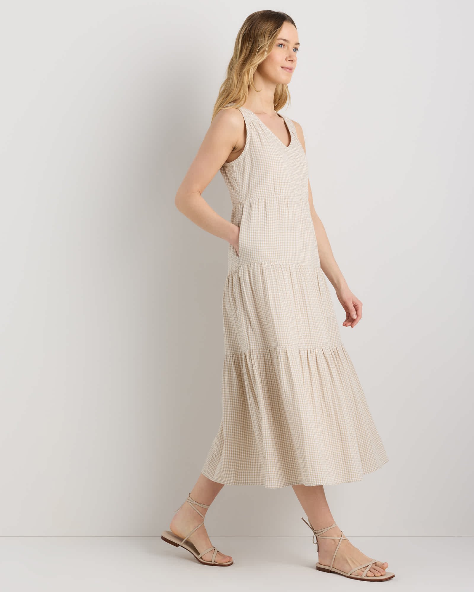 100% Organic Cotton Gauze Tiered Maxi Dress - 图片 4