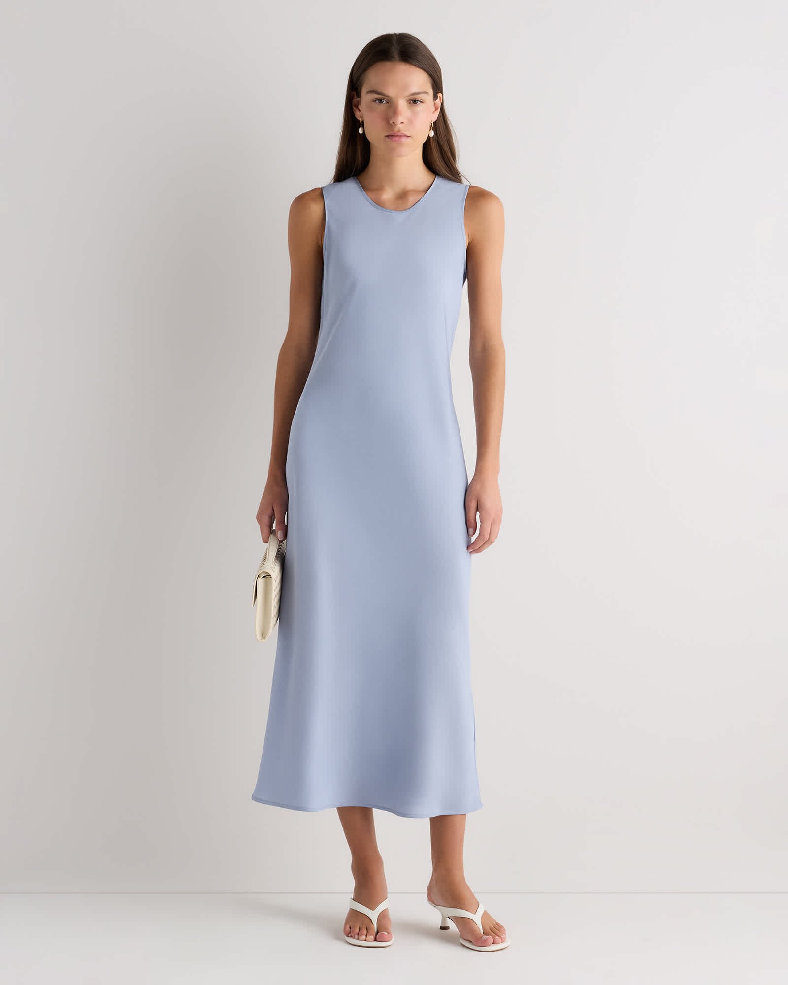 Washable Stretch Silk Tank Midi Dress