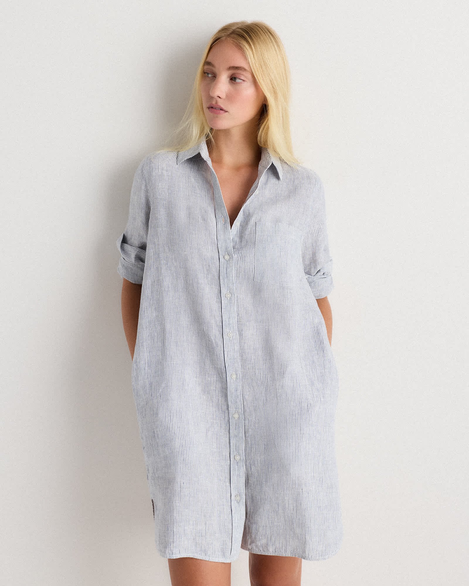 100% European Linen Shirt Dress