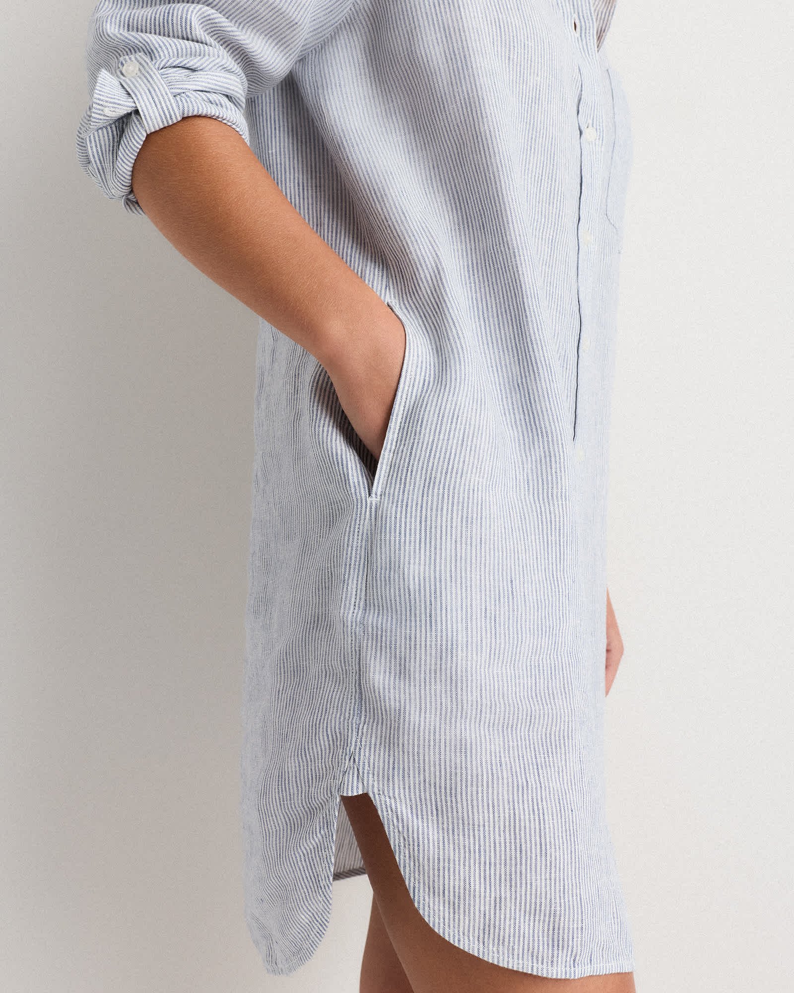 100% European Linen Shirt Dress - 图片 3