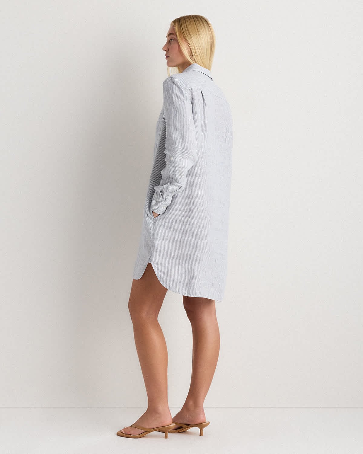 100% European Linen Shirt Dress - 图片 6