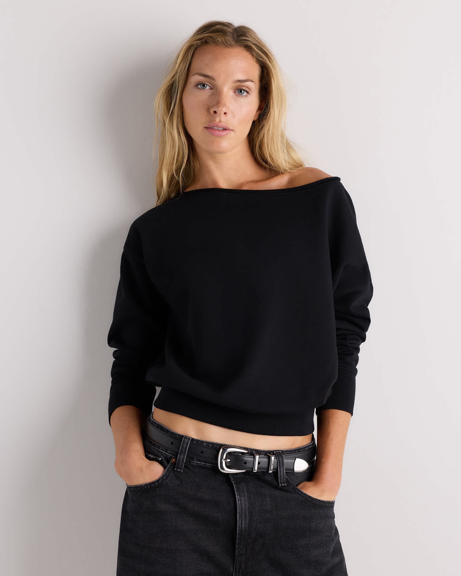 Organic Cotton French Terry Off-Shoulder Sweatshirt