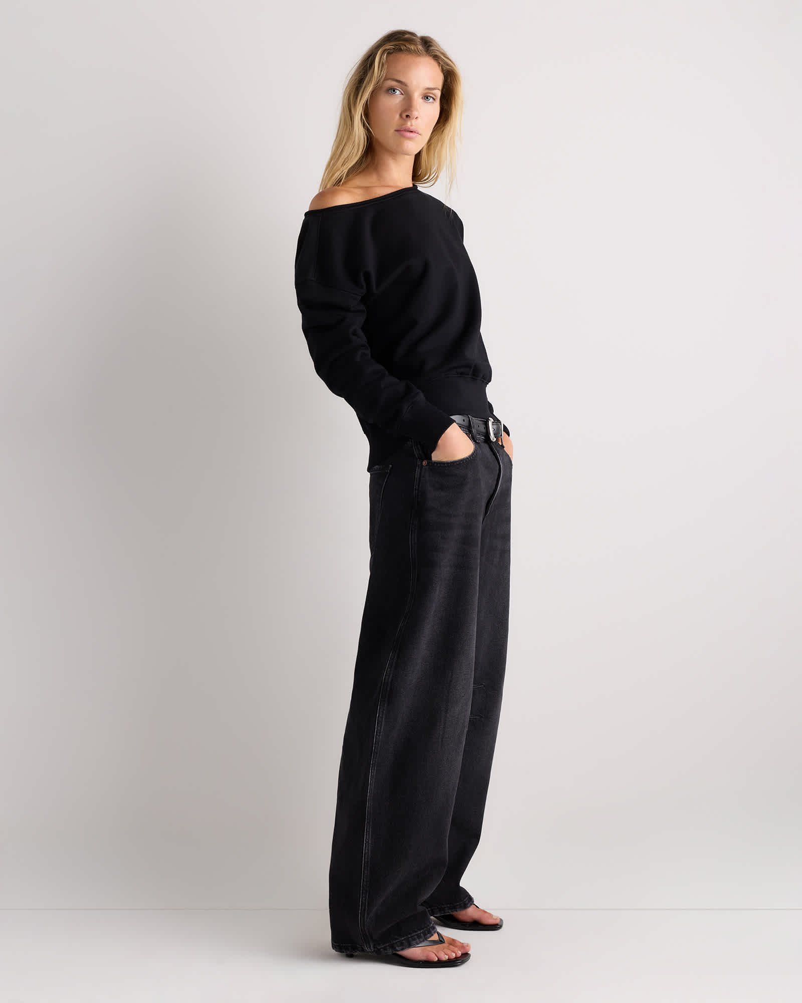 Organic Cotton French Terry Off-Shoulder Sweatshirt - 图片 4