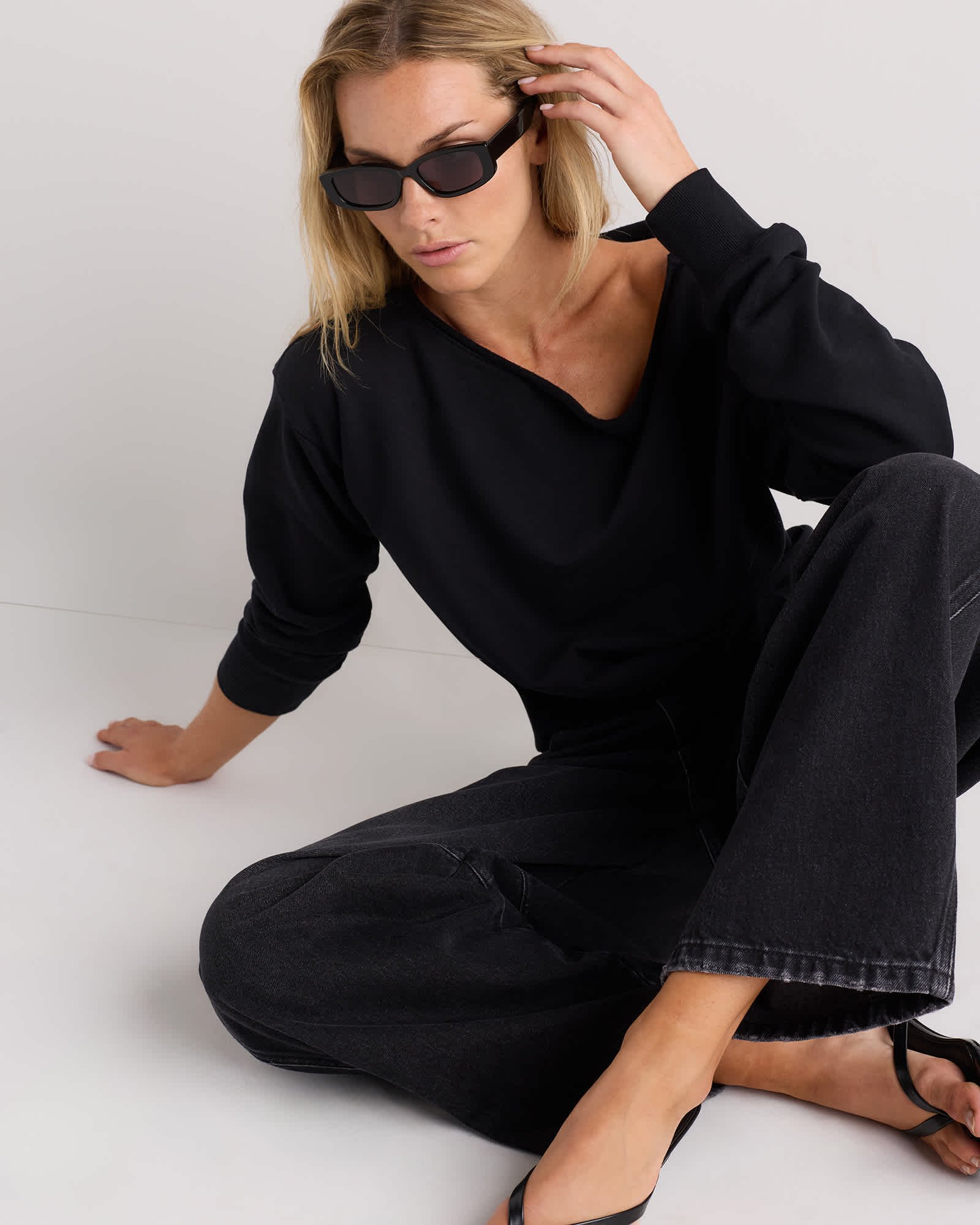 Organic Cotton French Terry Off-Shoulder Sweatshirt - 图片 5