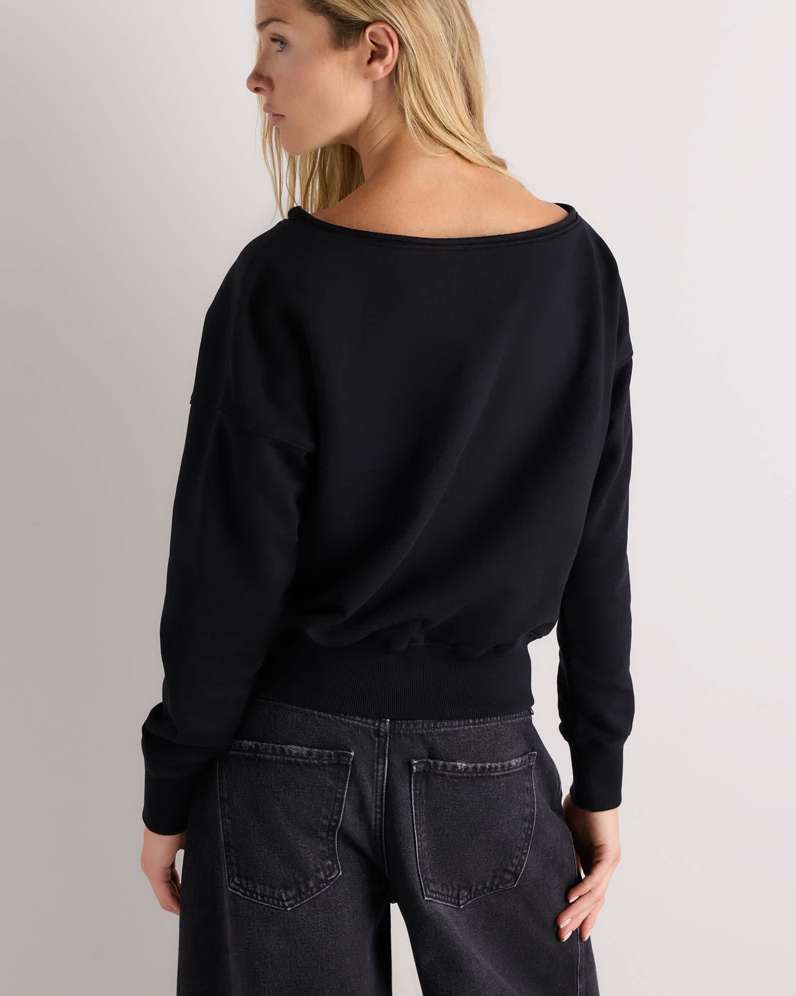 Organic Cotton French Terry Off-Shoulder Sweatshirt - 图片 6