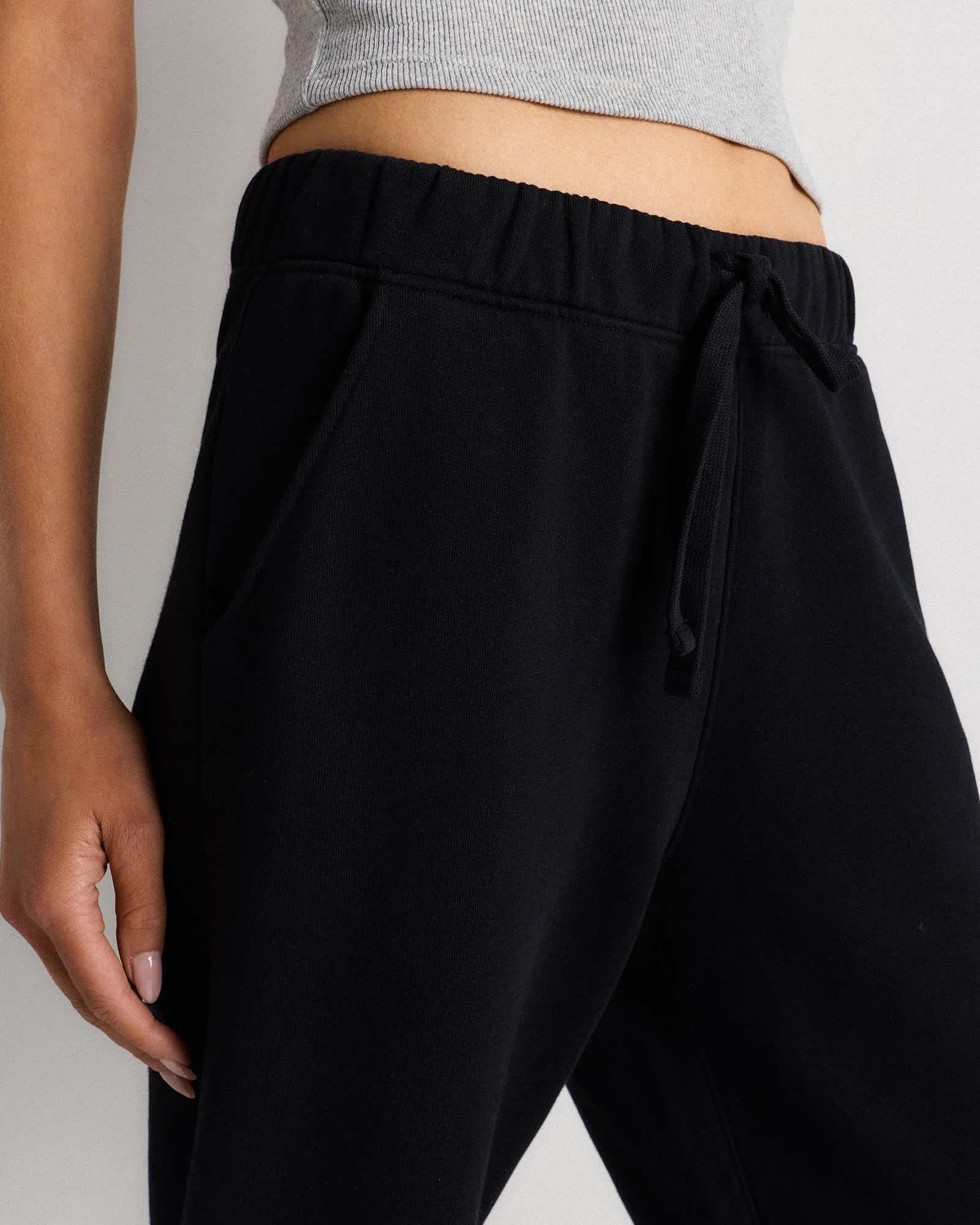 Organic French Terry Cropped Wide Leg Pants - 图片 3