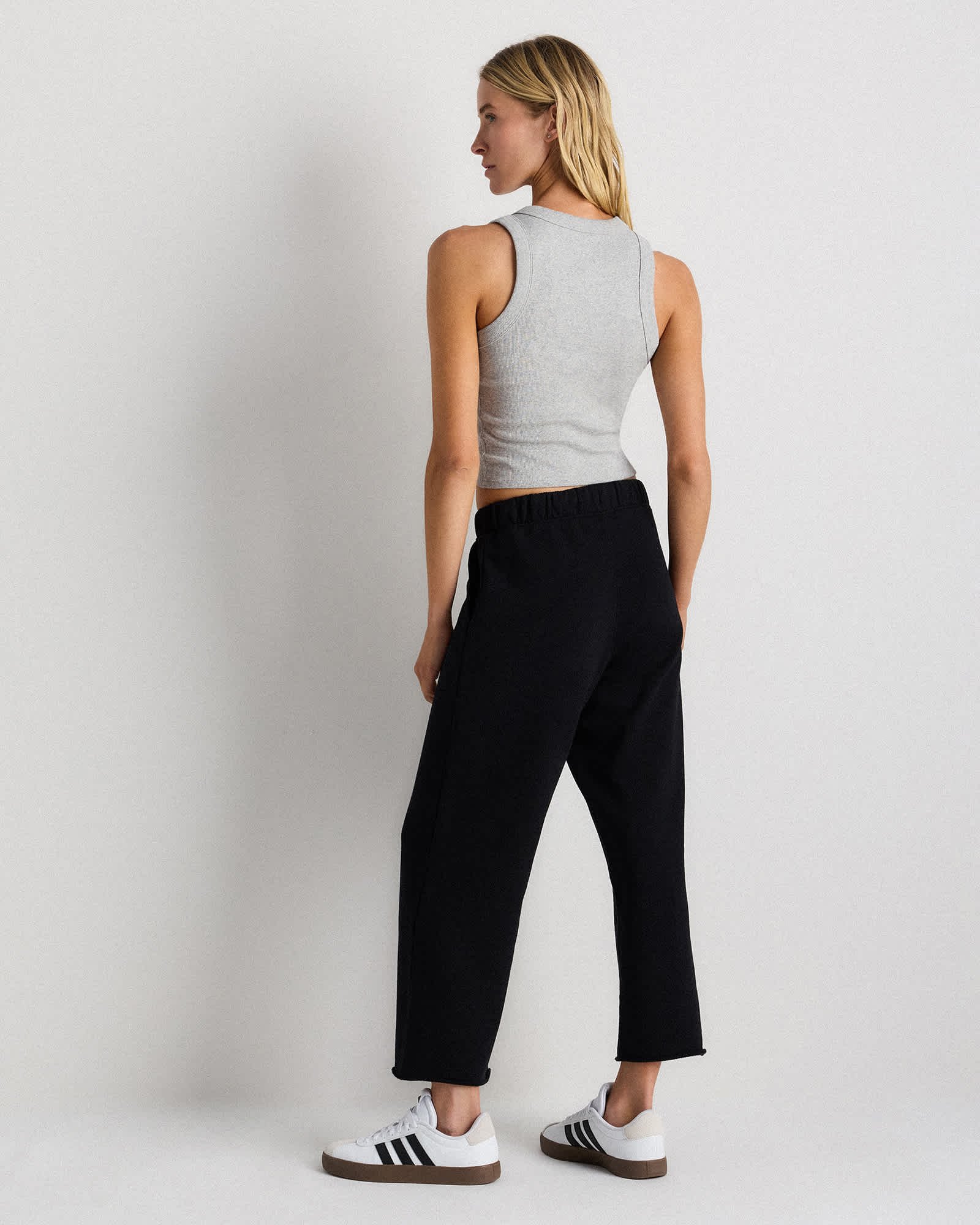 Organic French Terry Cropped Wide Leg Pants - 图片 6