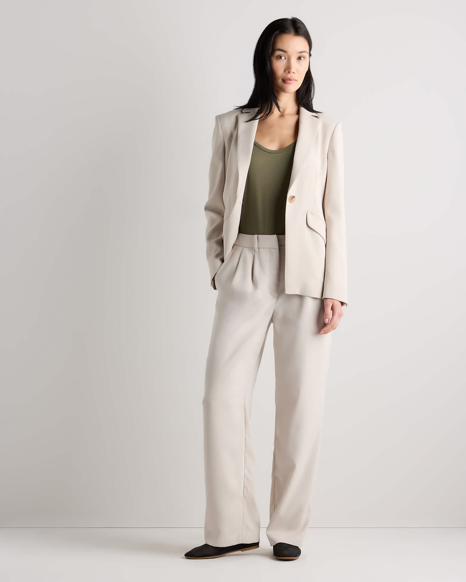 Stretch Crepe Cinched Waist Blazer - 图片 2