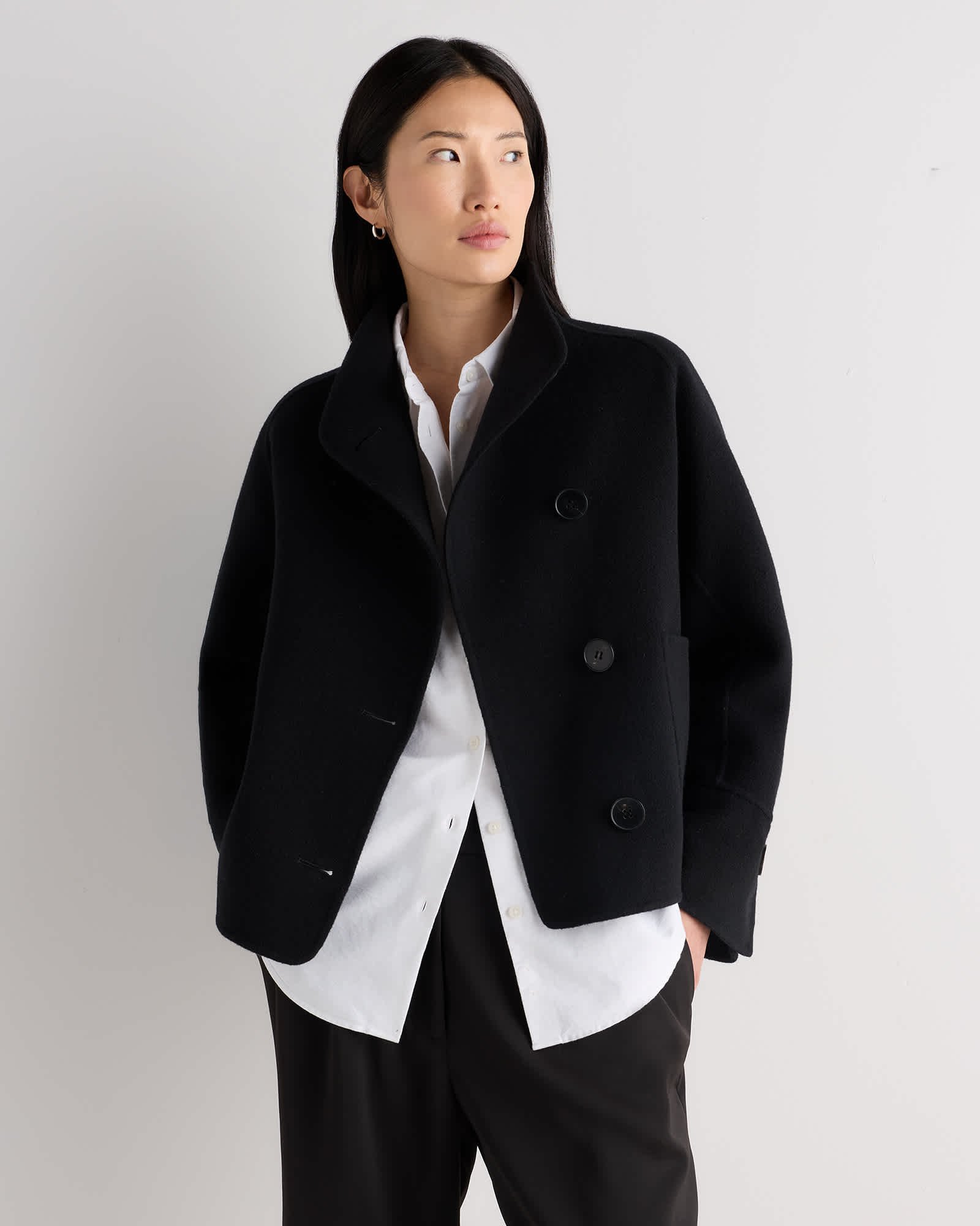 Double-Faced Merino Wool Funnel Neck Jacket