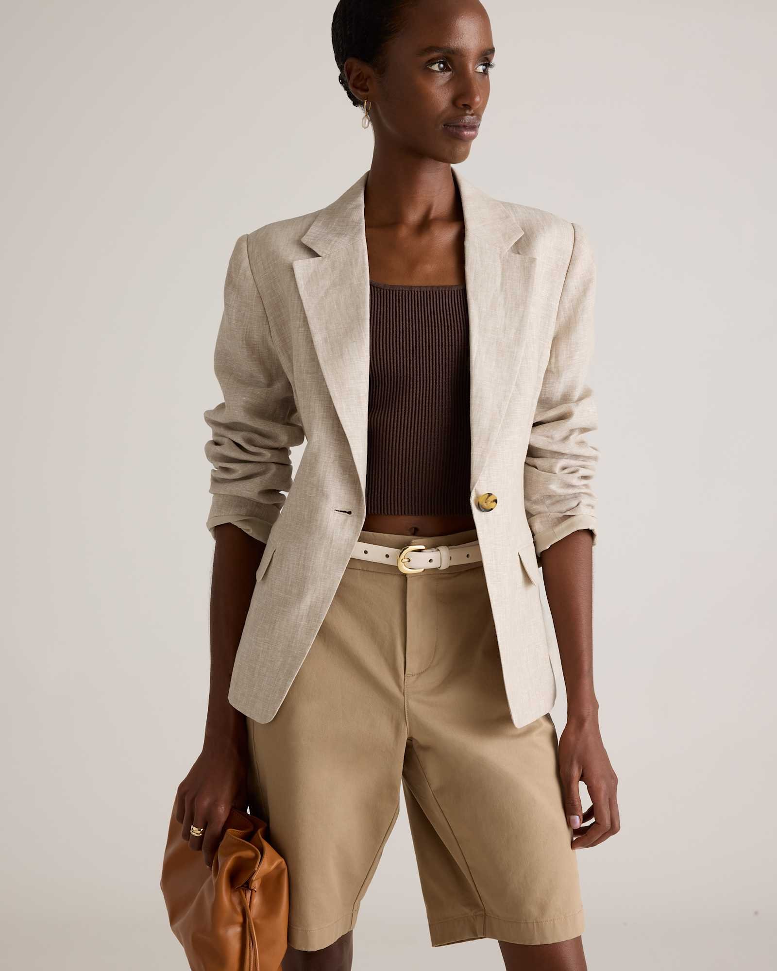 100% European Linen Structured Blazer - 图片 7