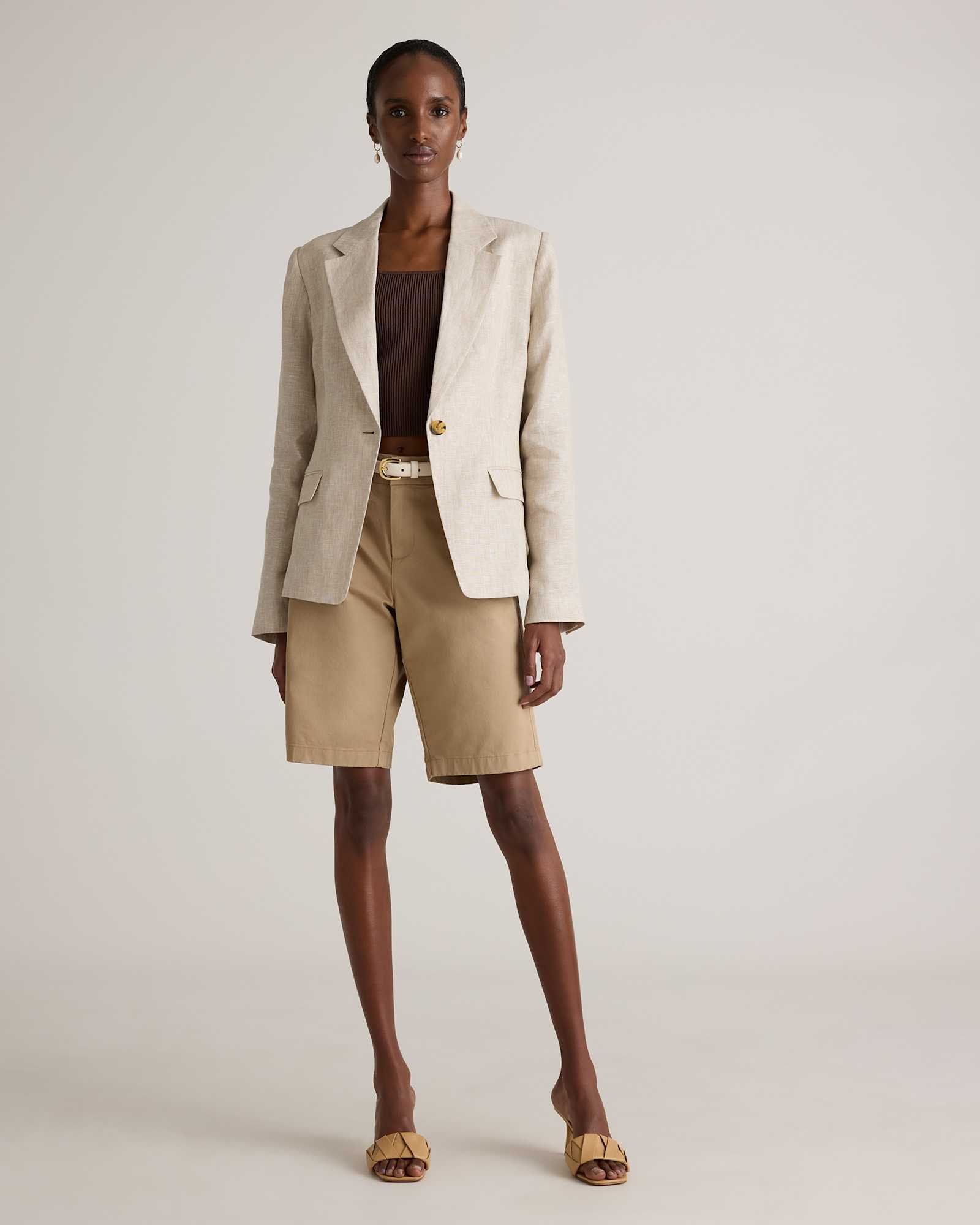 100% European Linen Structured Blazer - 图片 2