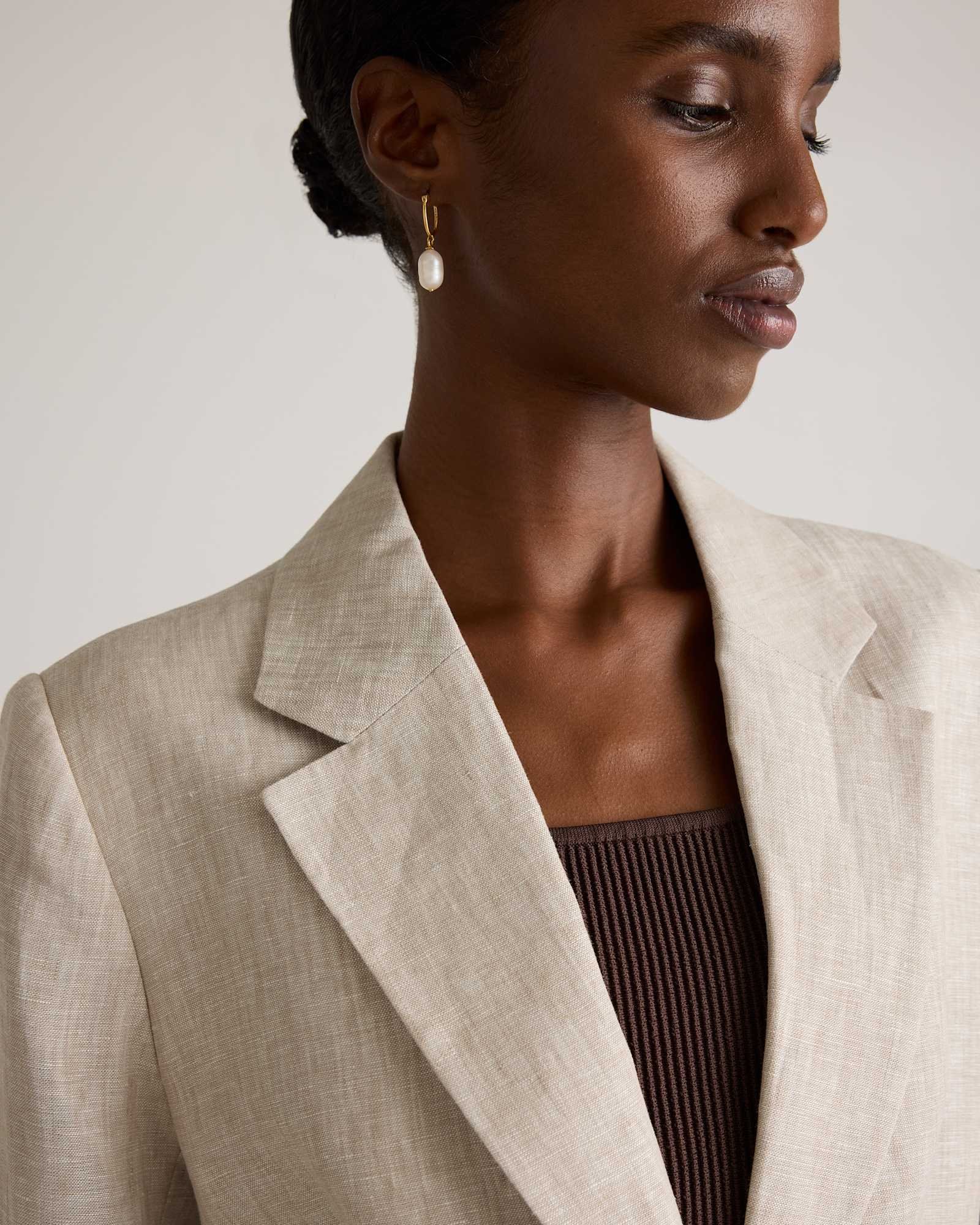 100% European Linen Structured Blazer - 图片 3