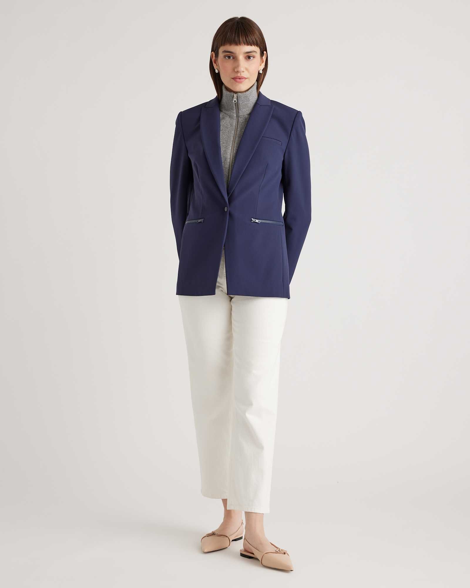 100% Mongolian Cashmere Ribbed Collar Blazer Insert - 图片 6
