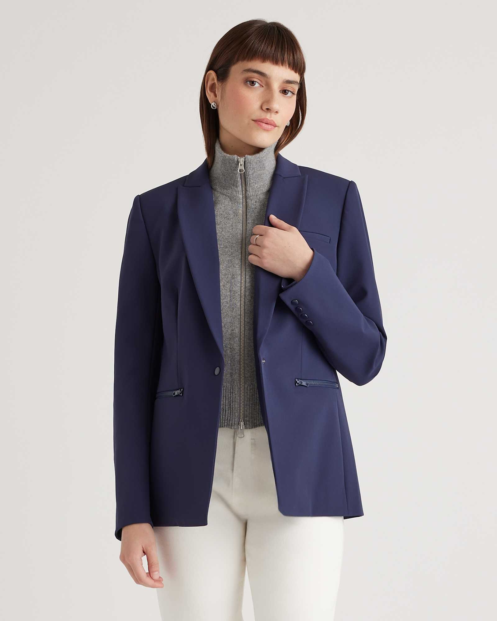 100% Mongolian Cashmere Ribbed Collar Blazer Insert - 图片 3