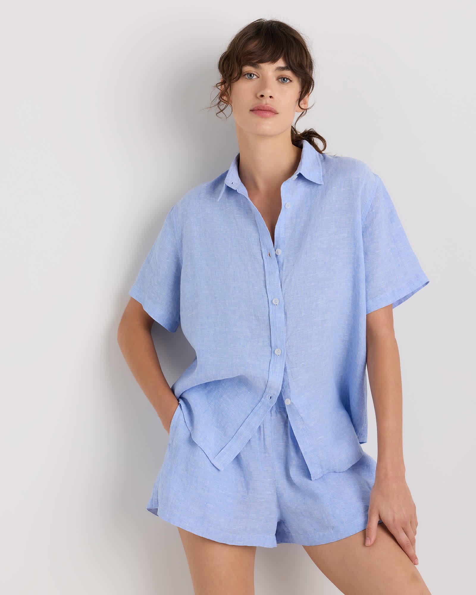100% European Linen Shorts Pajama Set