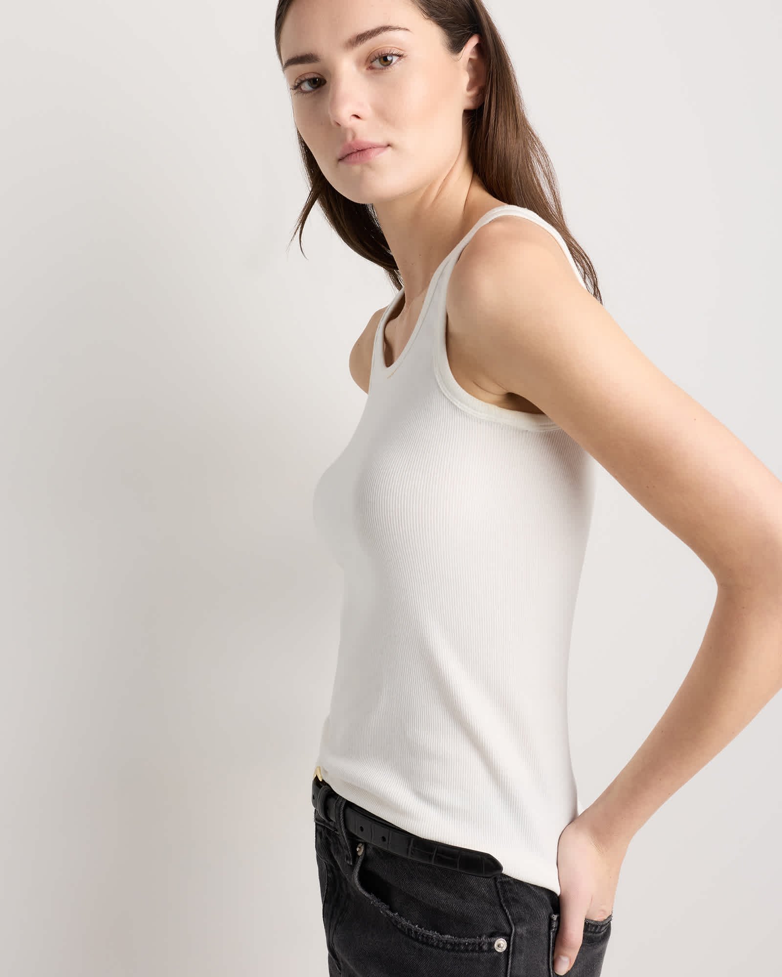 Organic Cotton Micro-Rib Scoop Neck Tank - 图片 5
