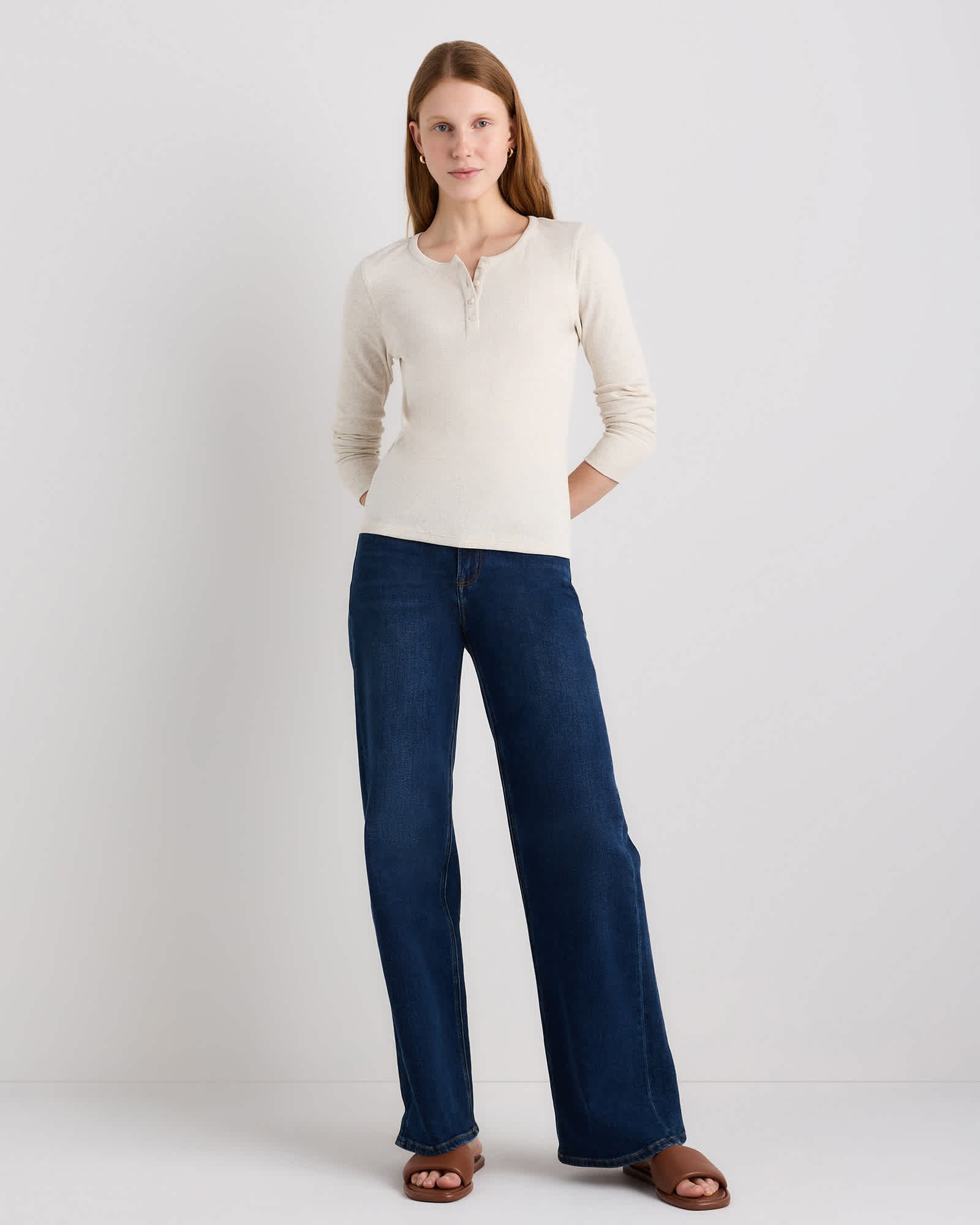 Organic Cotton Micro-Rib Henley Long Sleeve Tee - 图片 4