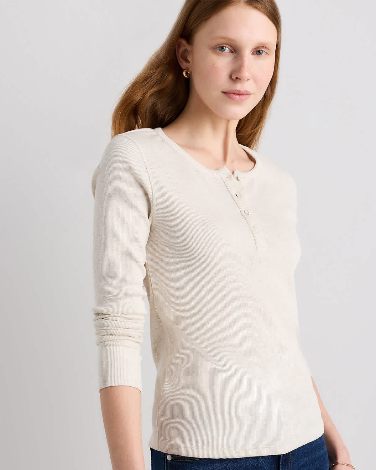 Organic Cotton Micro-Rib Henley Long Sleeve Tee - 图片 6
