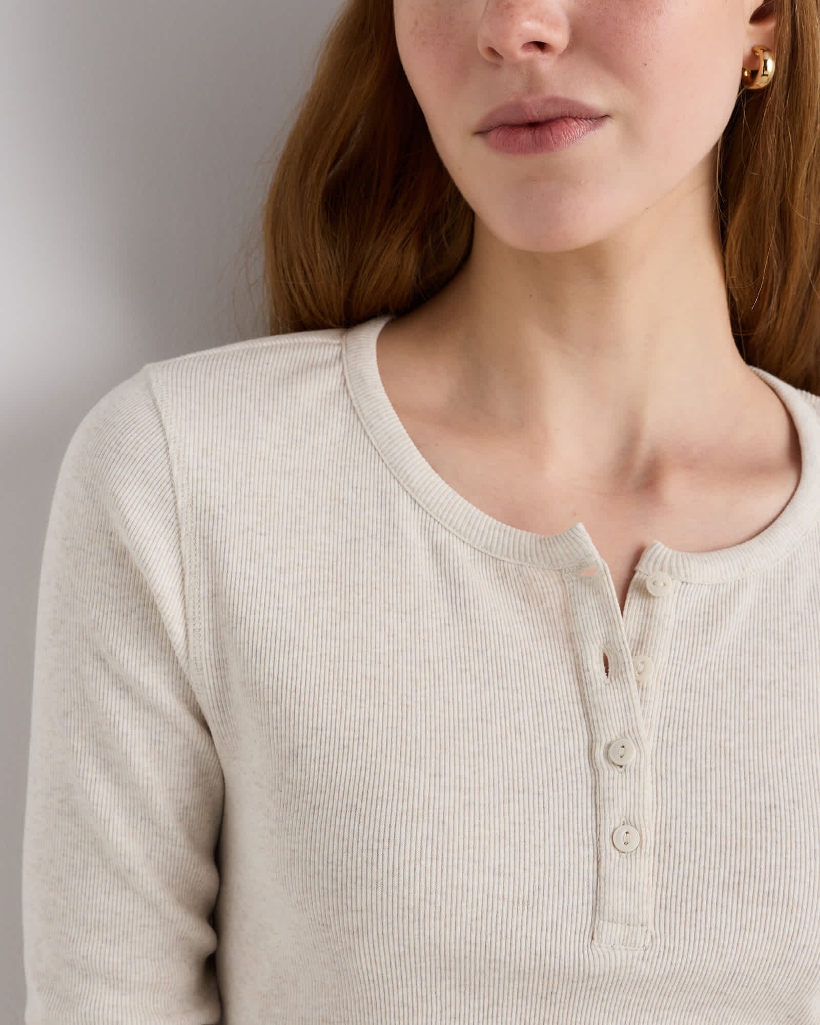 Organic Cotton Micro-Rib Henley Long Sleeve Tee - 图片 5
