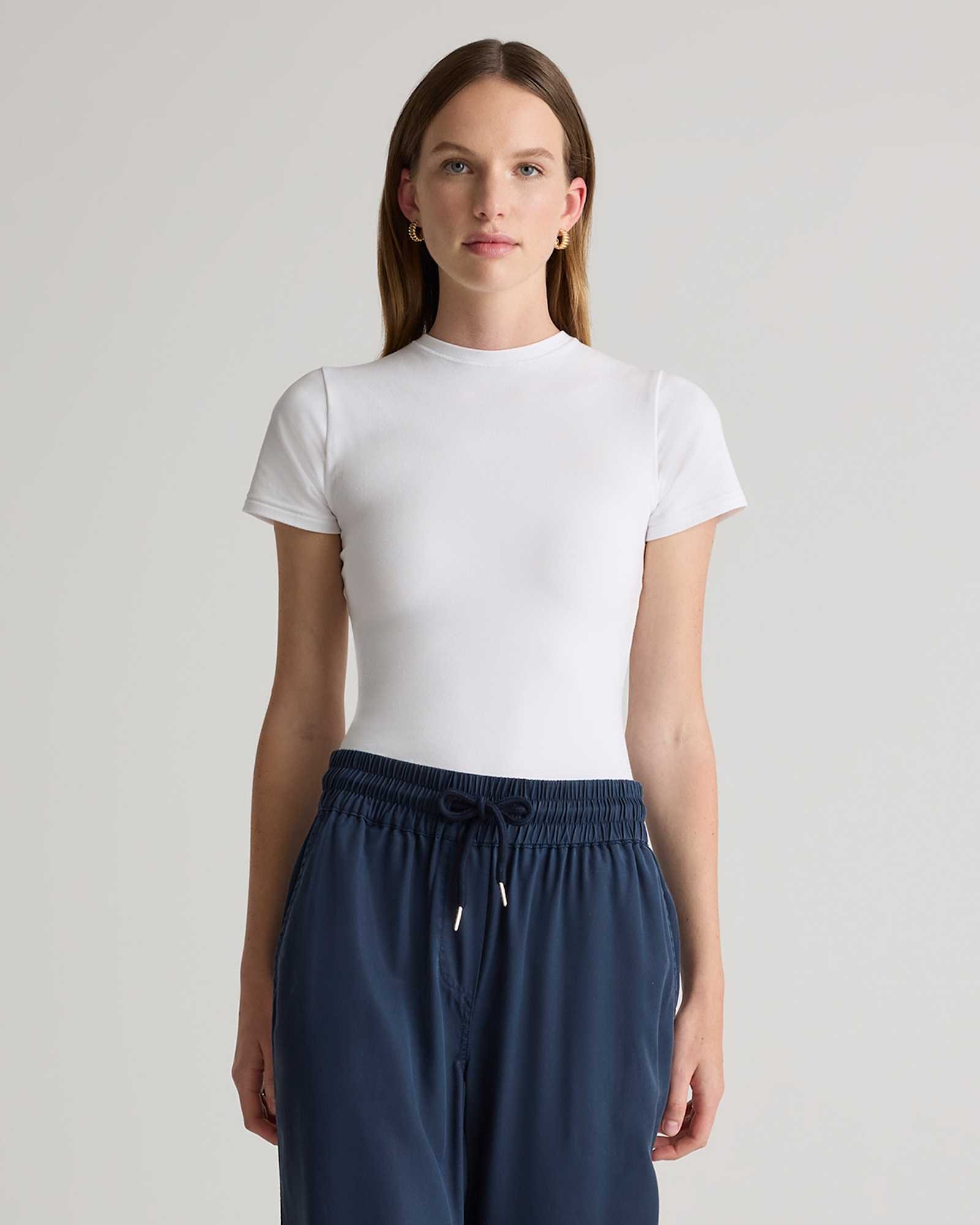 Stretch Cotton Jersey Fitted T-Shirt
