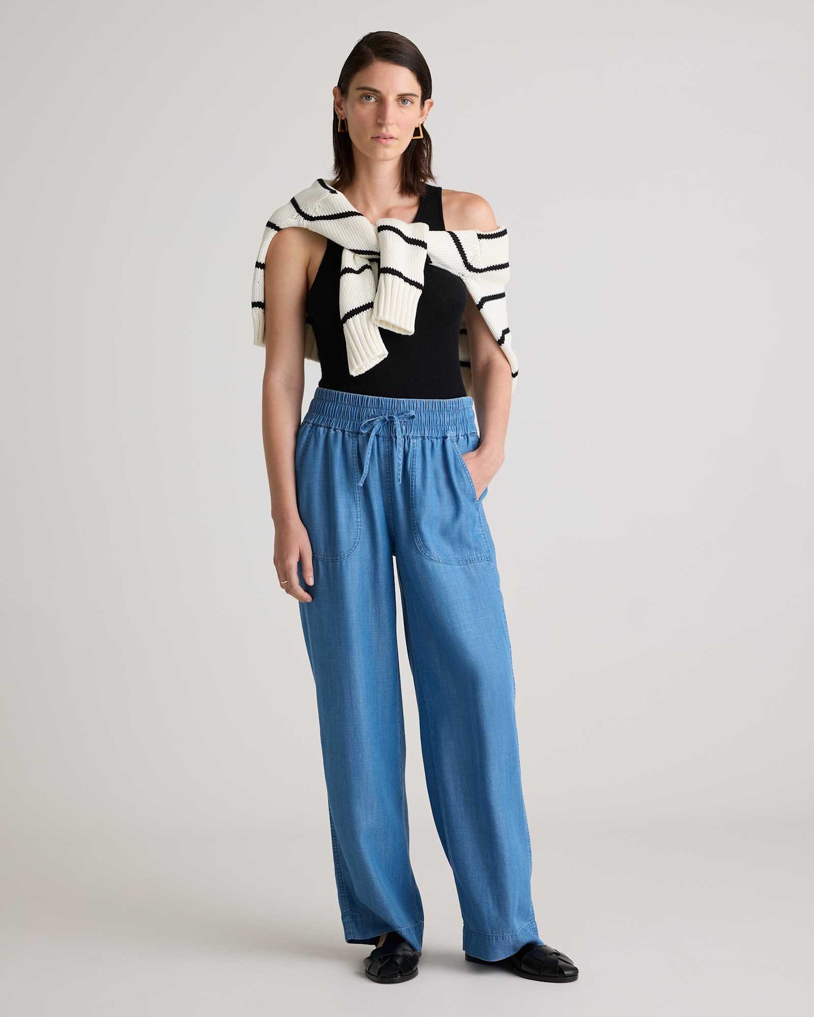 Pull-On Tencel Chambray Pants - 图片 2
